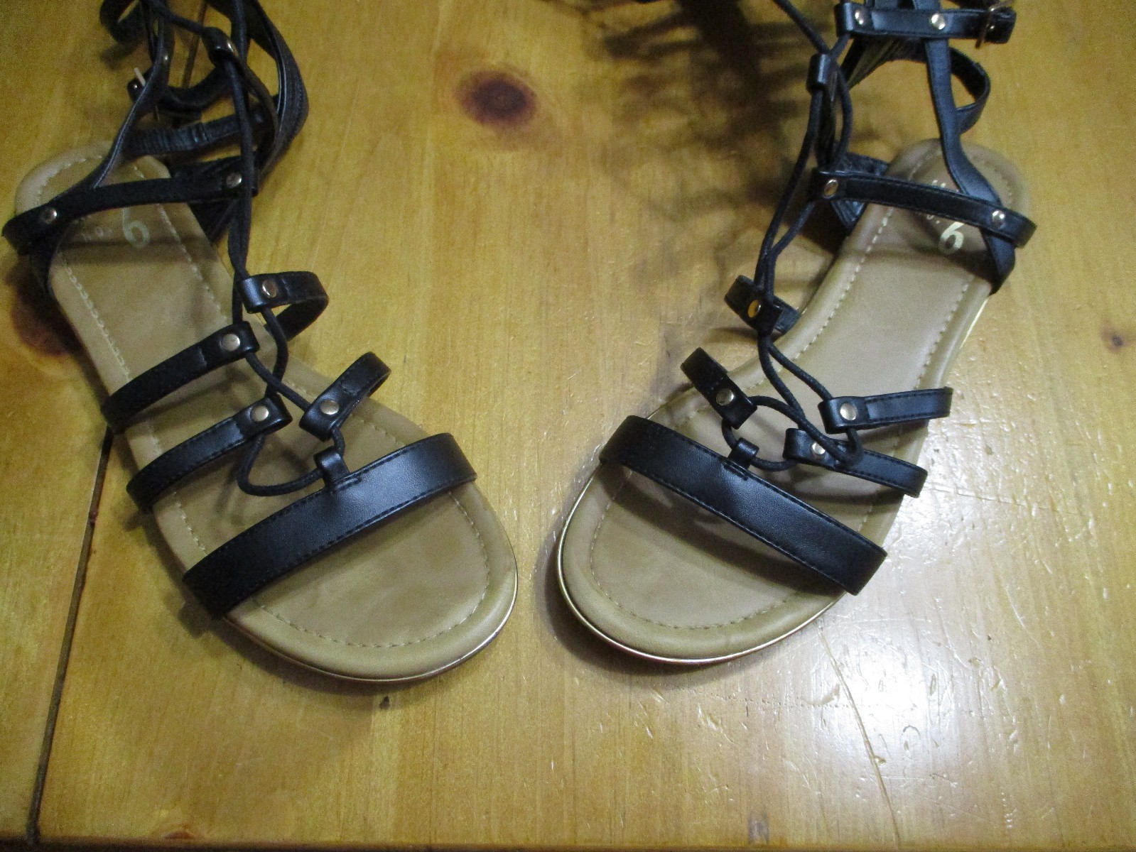 Mix NO. 6 Black Gladiator Glenora Sandals,Size 7 1/2 US,EU 38,UK 5
