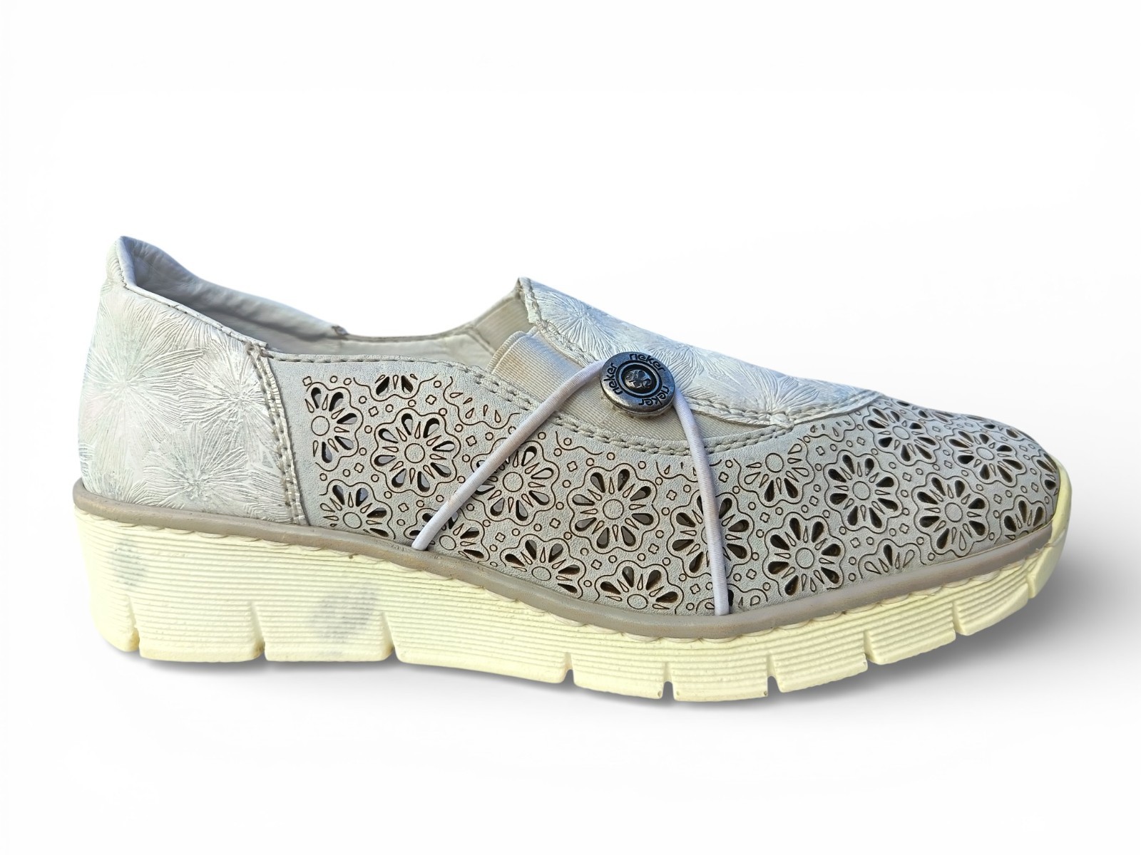 Rieker Womens White Leather Comfort Slip On Walking Shoes EU 38