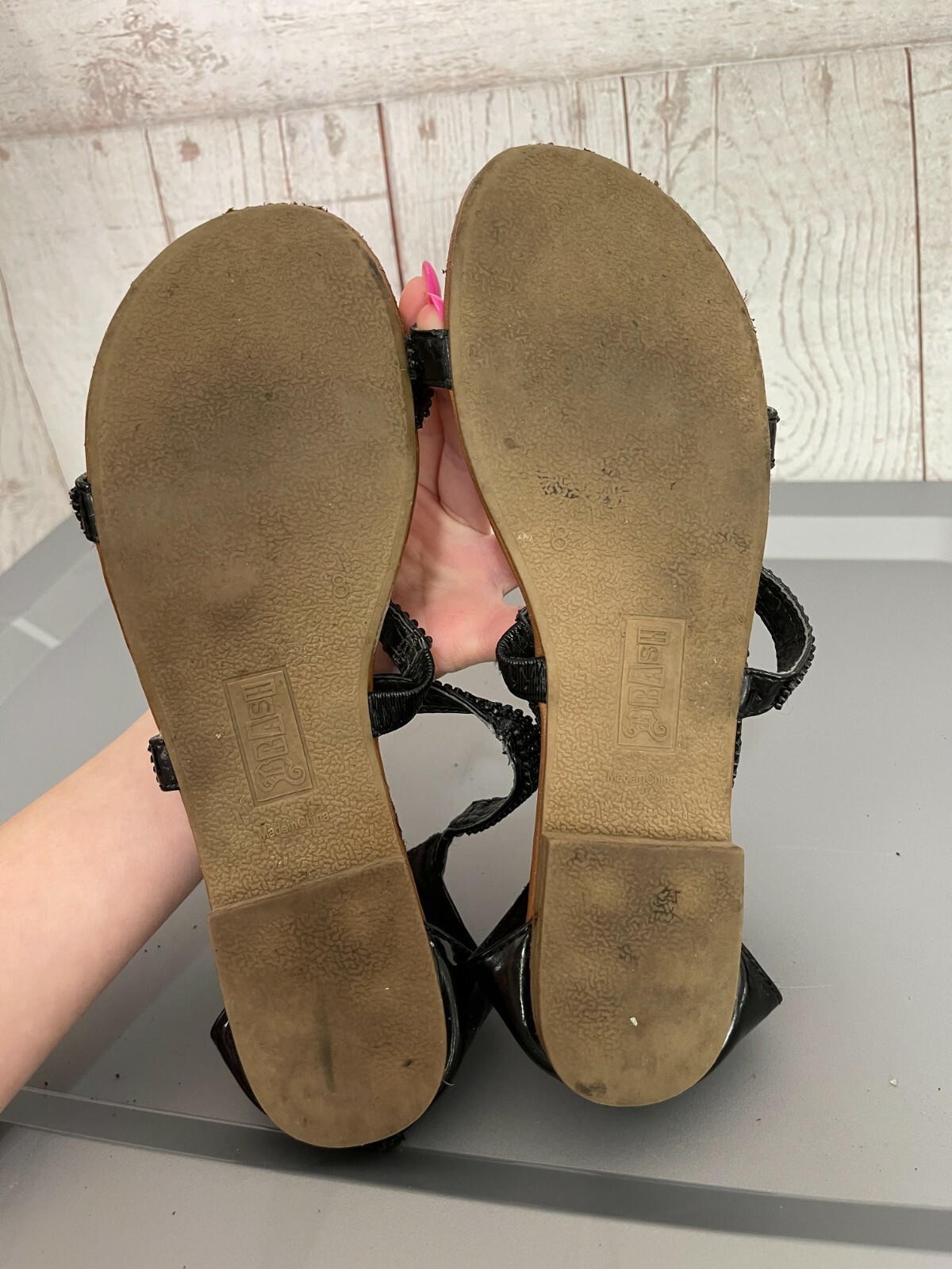 Trash Women’s Sandals Open Toe Zipper Black Size 8