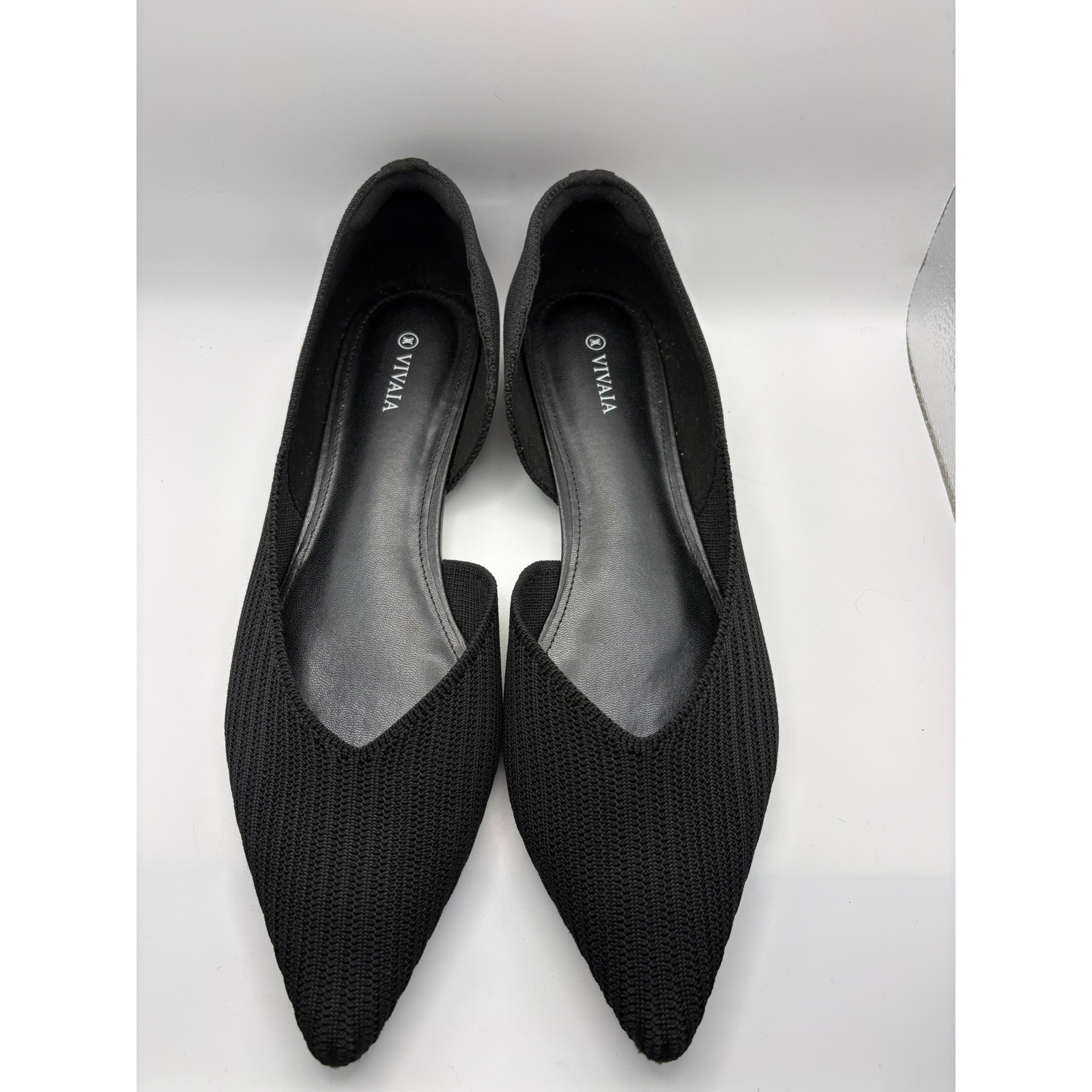 VIVAIA Aria Black Pointed Toe d’Orsay Knit Flats Women 43 Sustainable Shoes