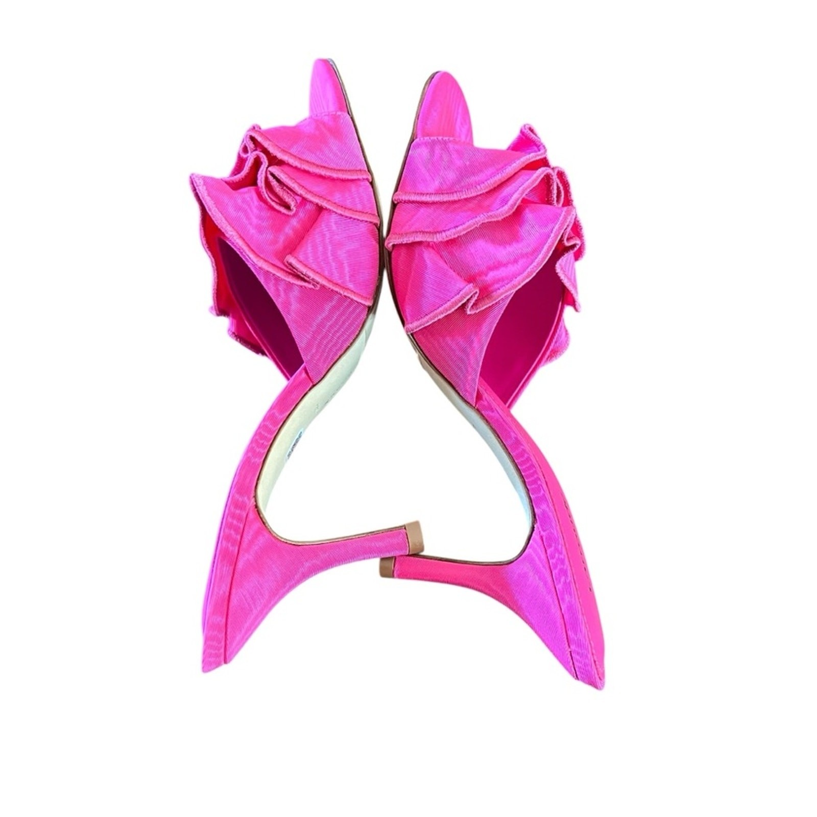 Larroudé Colette Ruffled High Stiletto Heel Sandals Ariana Magenta NEW Size 7.5