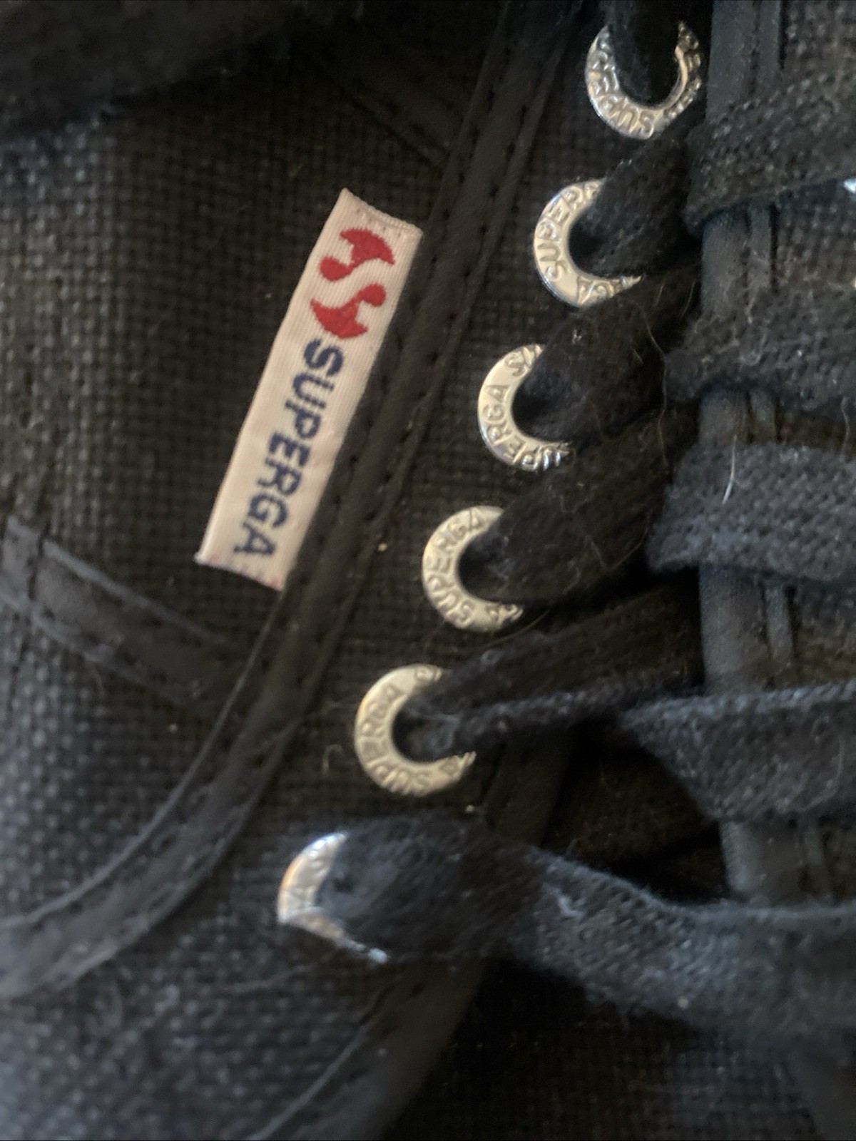 Superga Women’s Platform Sneakers Black Canvas Lace Up Size 8
