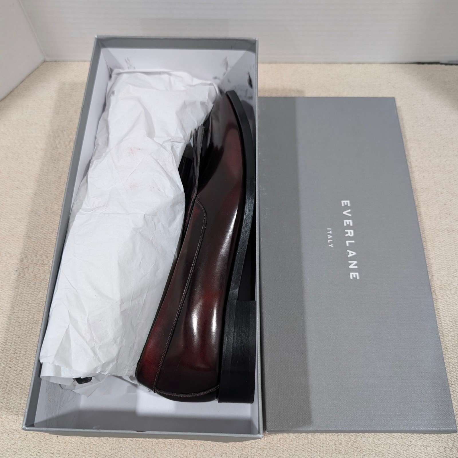 Everlane Modern Kiltie Tassel Loafers Womens Burgundy Leather Made in Italy 9.5