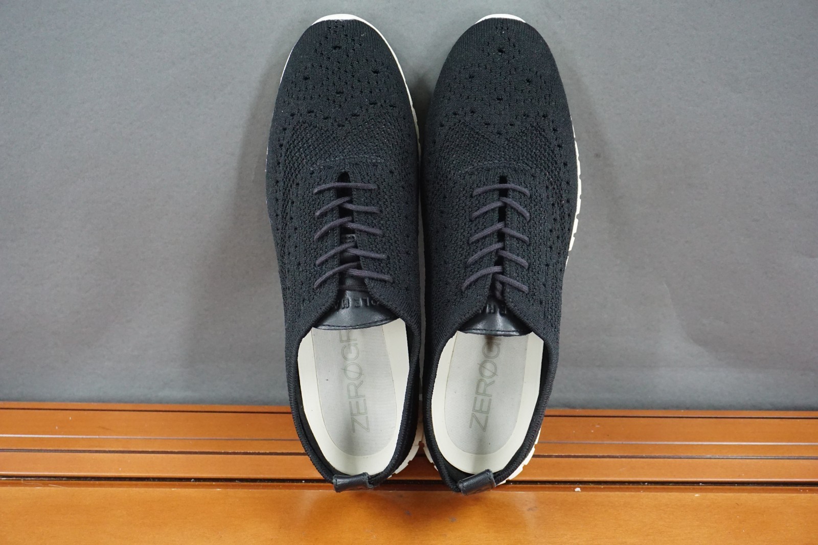 Cole Haan Zerogrand Wingtip Oxford Shoes Womens 10.5 Black Knit Casual Sneakers
