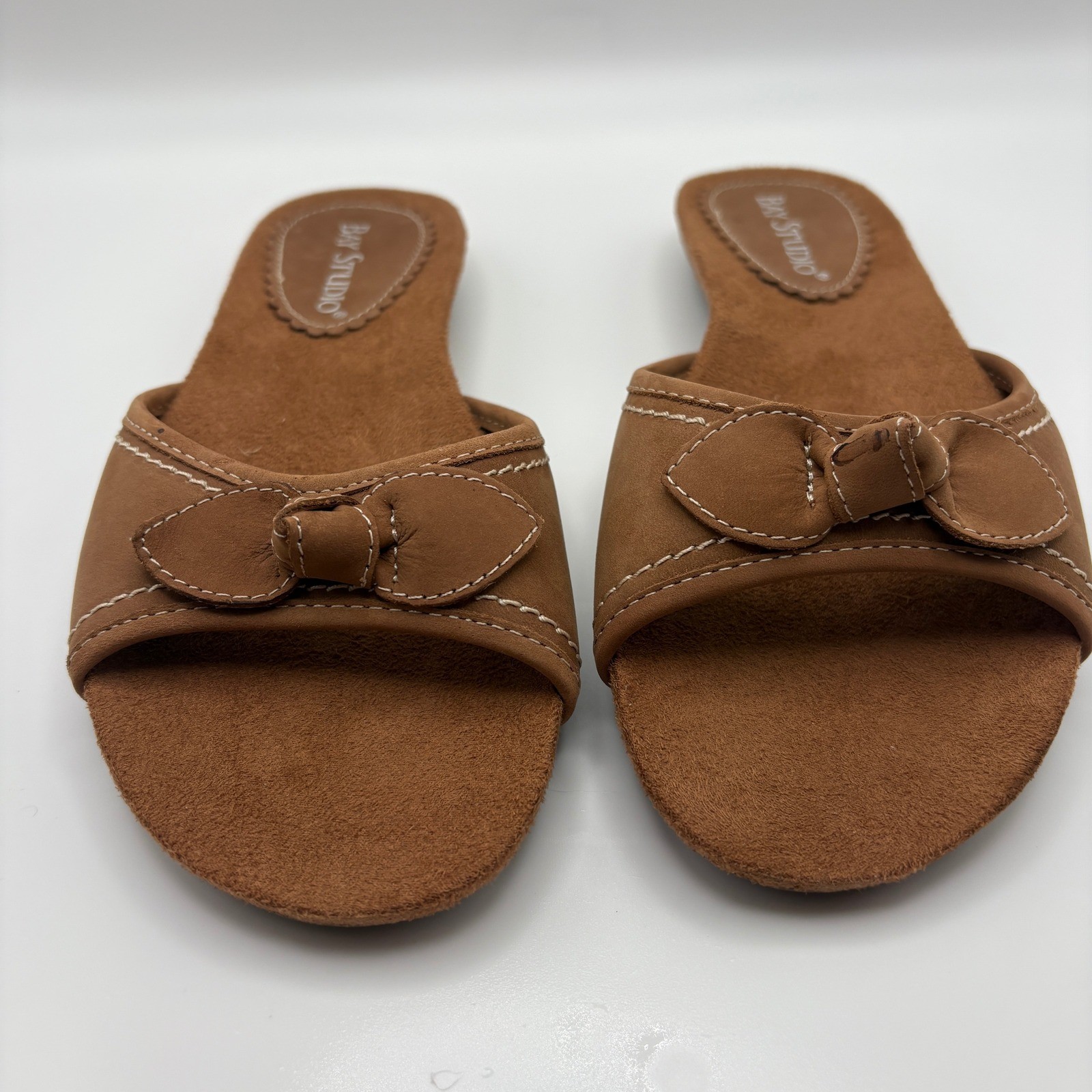 Bay Studio Jaden Womens Brown 100% Leather Slide Sandals Size 7M NWT