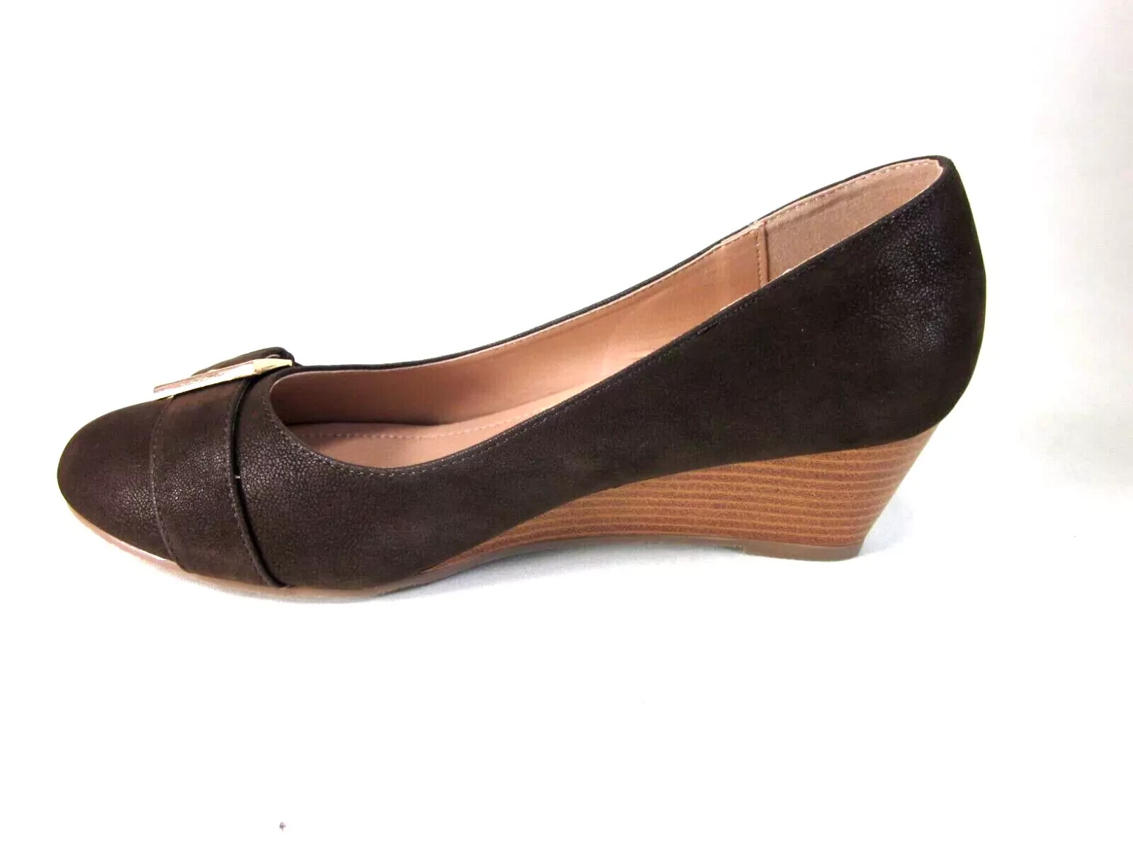 JOURNEE COLLECTION WOMEN’S GRAYSN WEDGE HEEL PUMPS,BROWN, SIZE 6 NEW