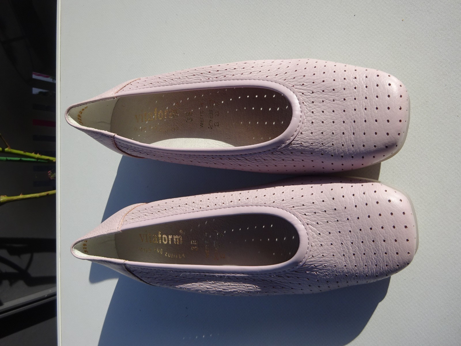 Vitaform women’s ballet flats leather deerskin rubber edge pink Germany size 38 H New
