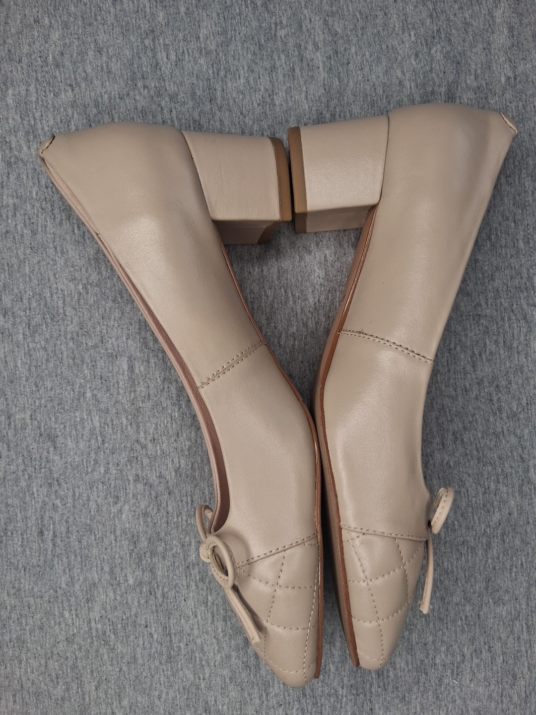 DEENNI Heeled Ballet Pumps Tan Minimalist Business Casual Size 38 US 7