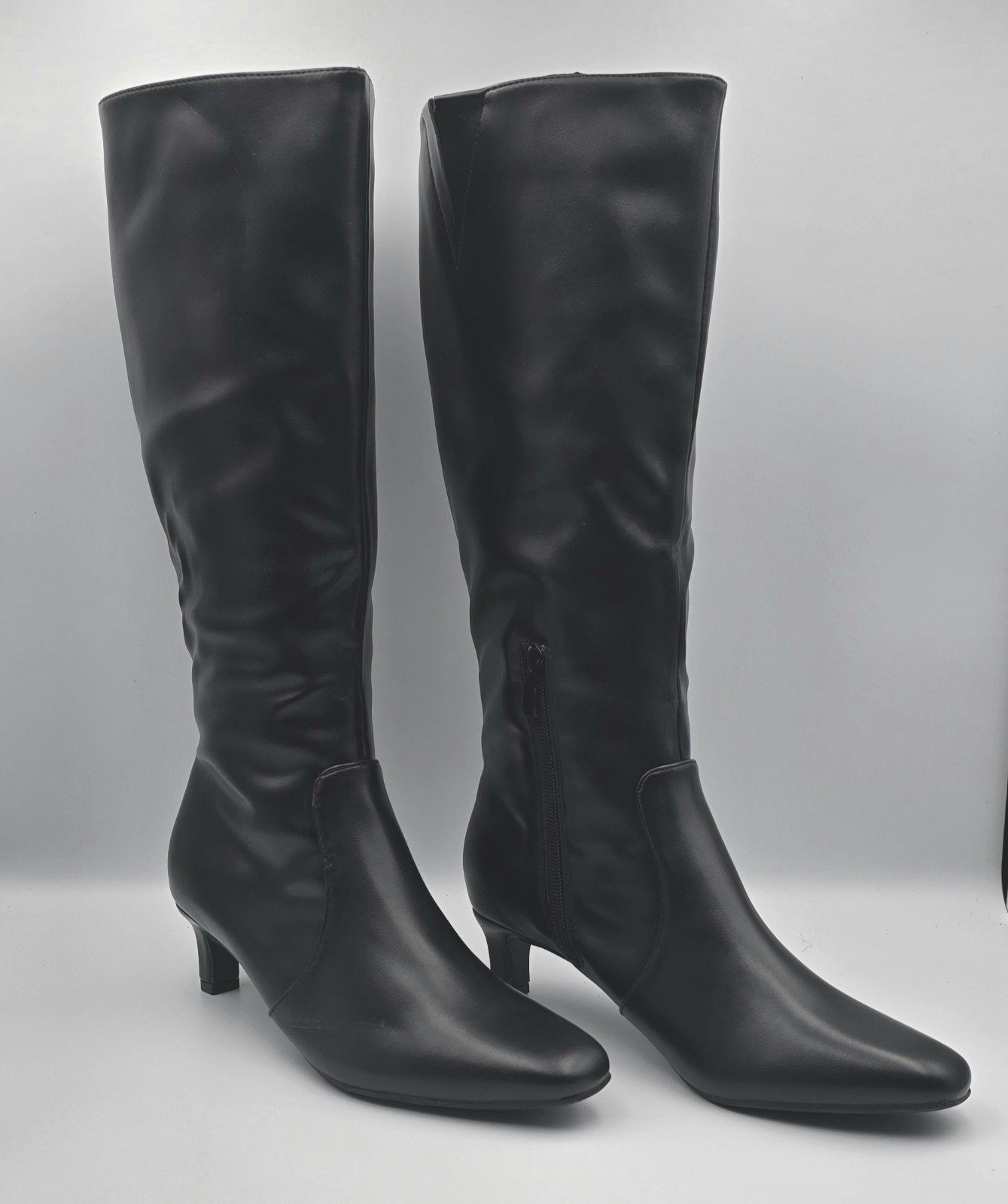 mysoft Women’s Knee High Boots Kitten Heel Square Toe Fashion Tall Boots Side…