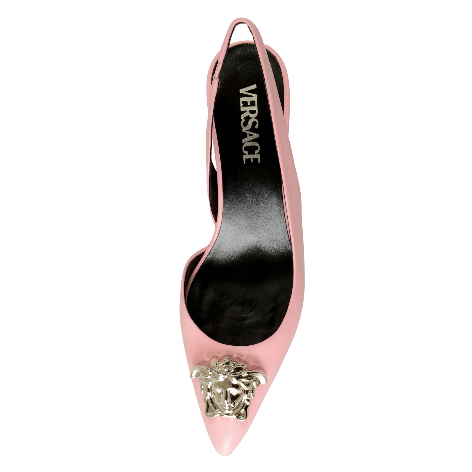Versace Women’s Pink & Silver Medusa 100% Leather Heeled Pumps Shoes US 6 IT 36