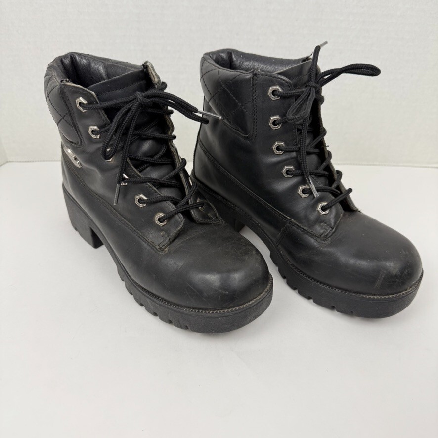 Harley Davidson Leather Motorcycle Riding Combat Boots 82034 Women’s US Size 8.5