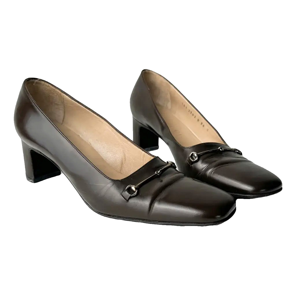 Vintage Gucci Dark Brown Leather Horsebit Pumps 36 (US 6.5)