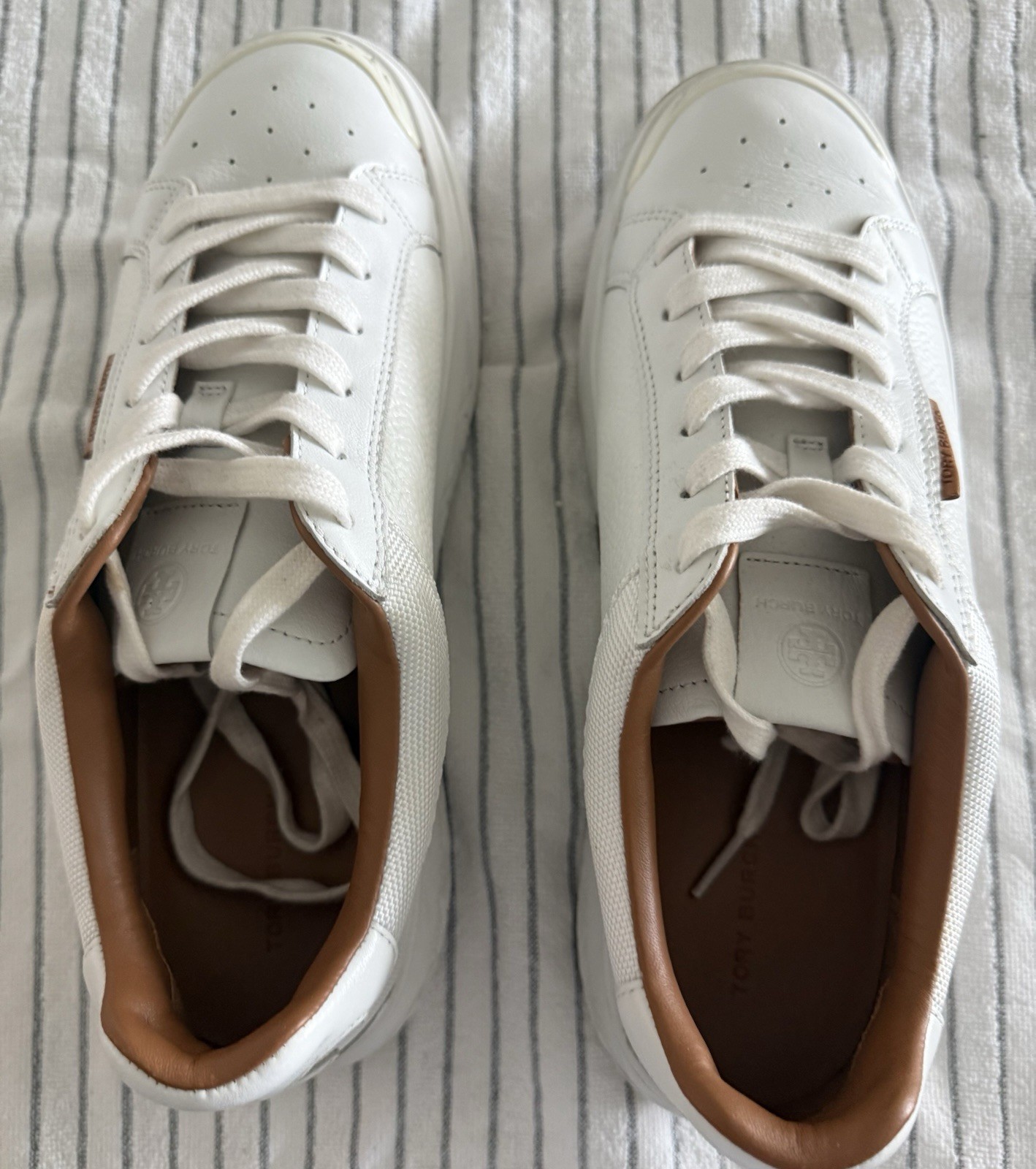TORY BURCH Ladybug Leather Sneakers White Good Condition Sz 10 Org Price $300