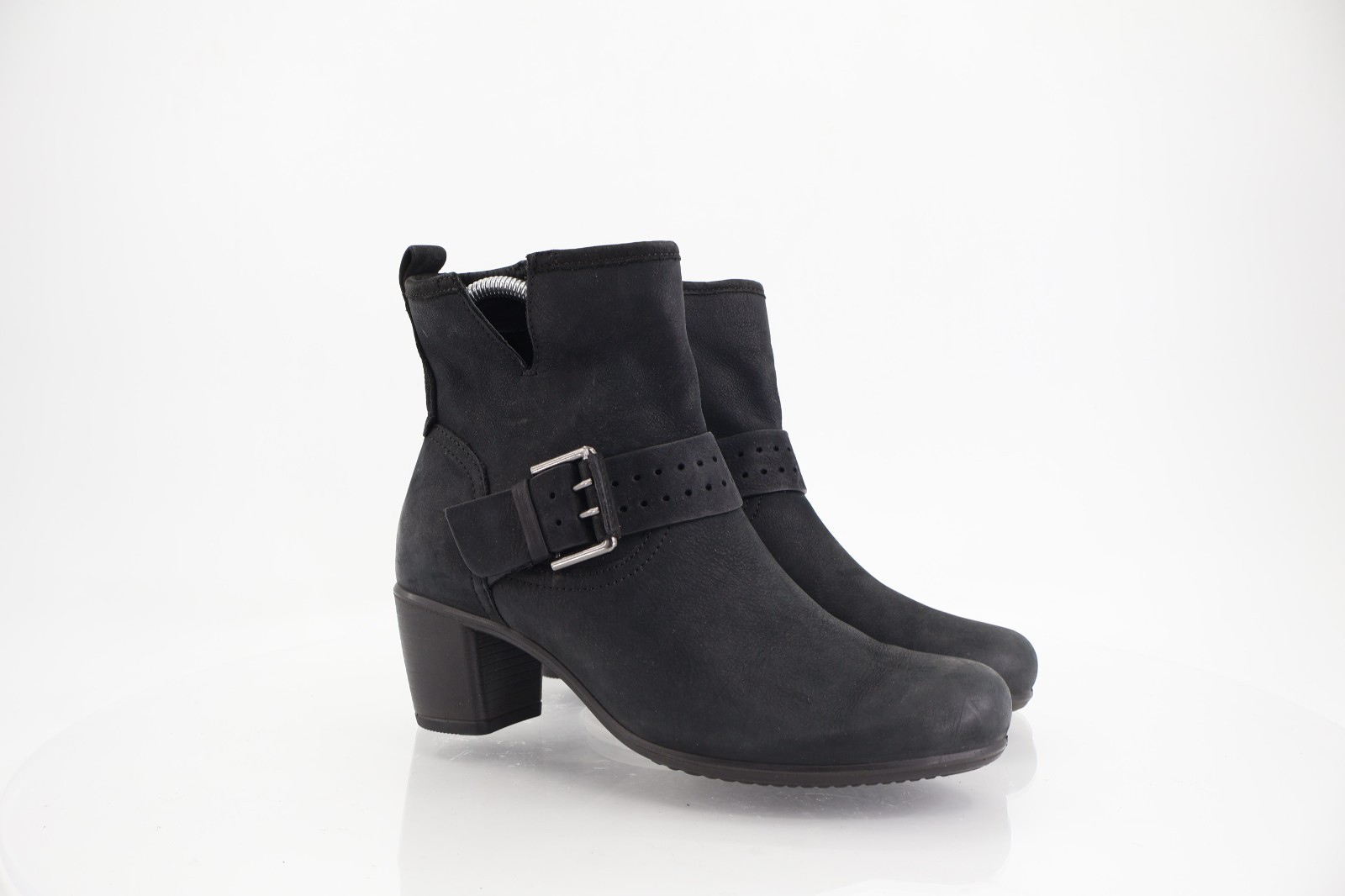 Ecco Women’s Touch Boot Size 36 5 Black Leather Bootie Block Heel Comfy