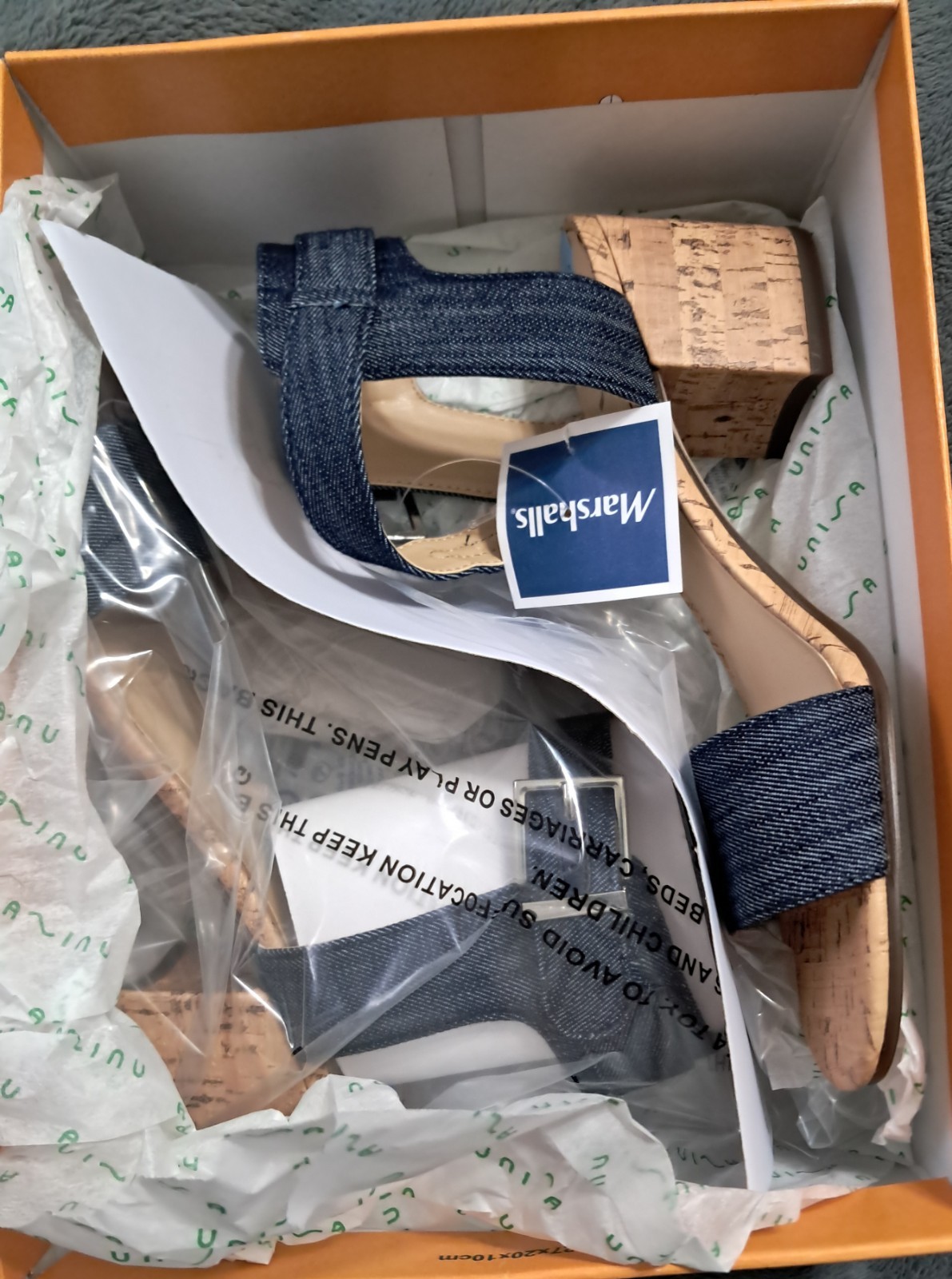 New Unisa Womens Blue Jean Ankle Strap Heels Size 6.5 M