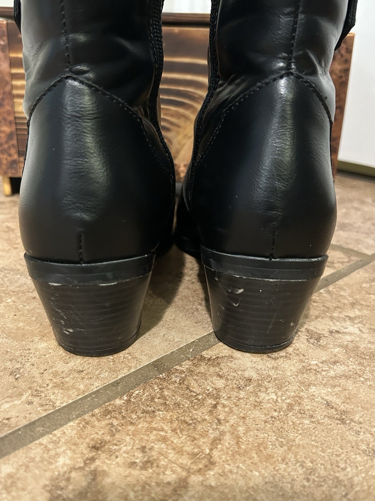 KILLSTAR Women’s US 8 Black Faux Leather Mid-Calf Combat Boots Buckle Cap Toe