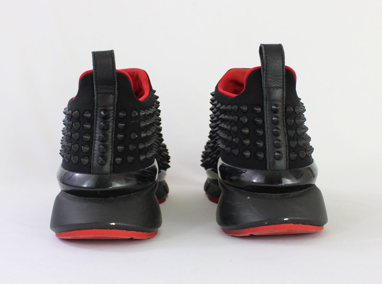 Christian Louboutin Women’s Black Neoprene Spike Sock Sneaker Shoe 38 1/2 US 8.5