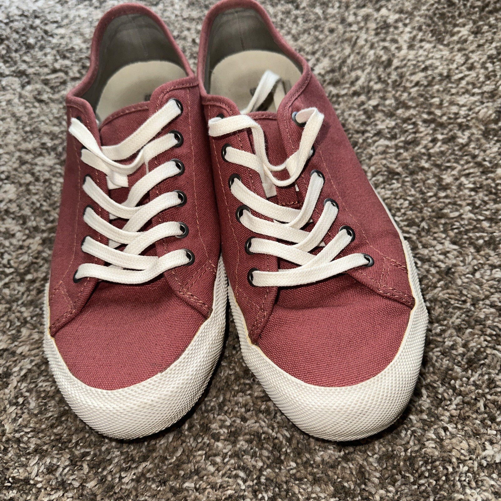 SeaVees Monterey Womens Size 8 Standard Sneakers Shoes Canvas Red Maroon Tie