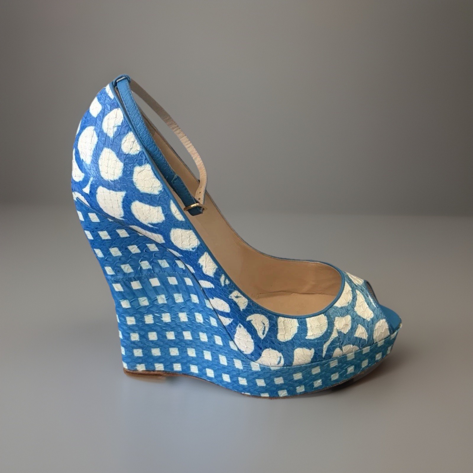 Oscar de la Renta ALALY Snakeskin Wedge 39.5