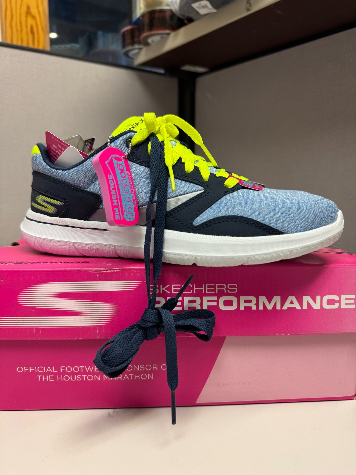 Skechers Women’s Uptown Go Walk Memory Foam Sneaker Navy Lime Med Width