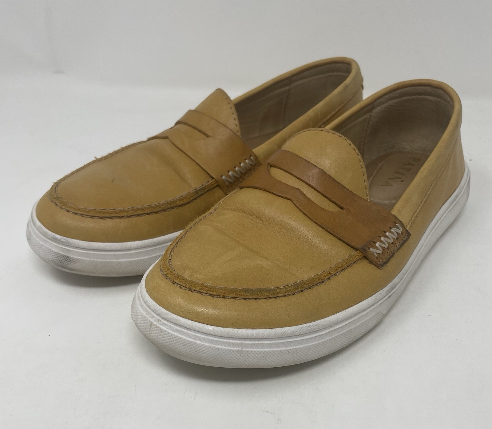 Patina Women’s Tan Leather Slip-On Loafer Flats Comfort Round Toe US 6 EU 36