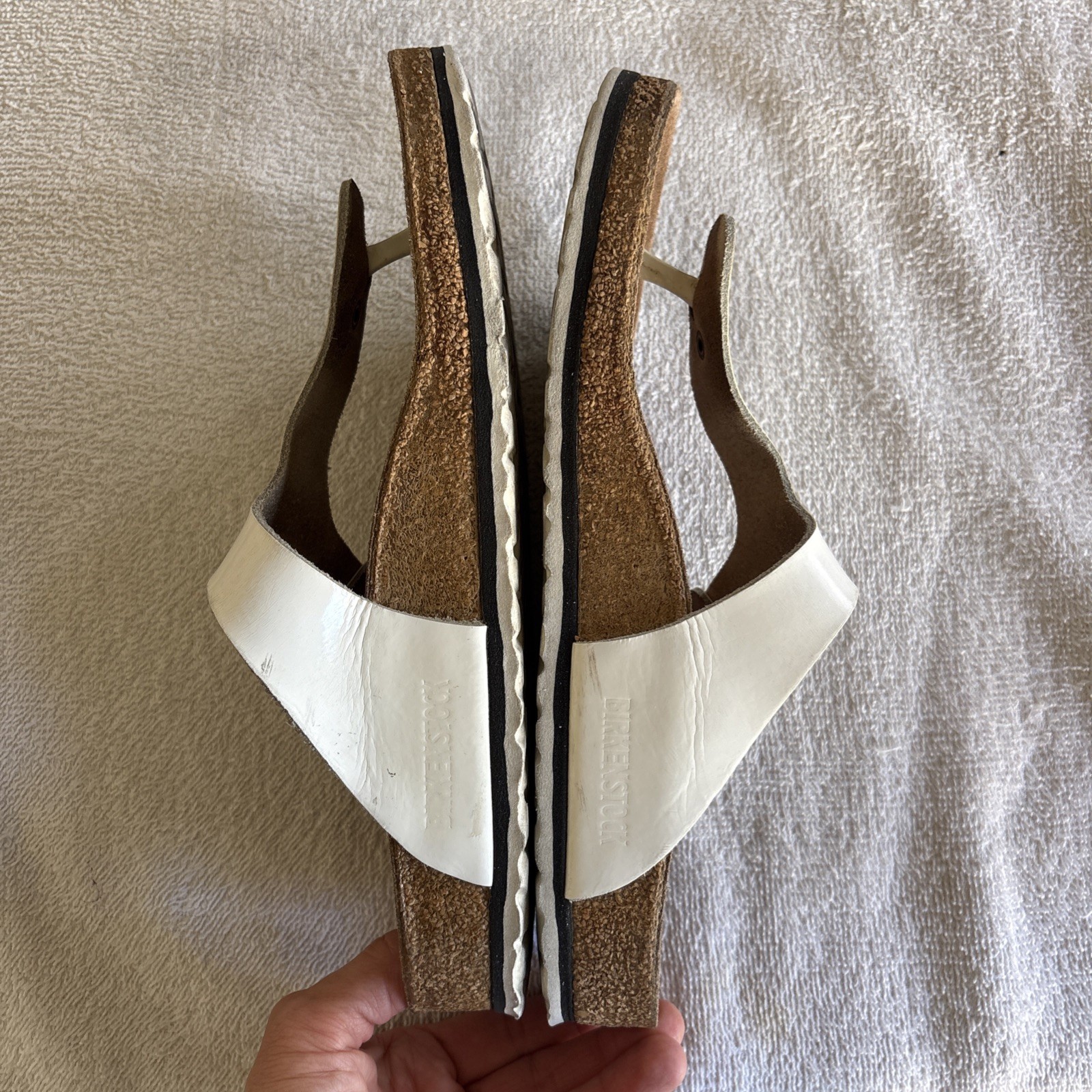 Birkenstock Gizeh White Patent (real) Leather Thong Sandal 41R regular wide