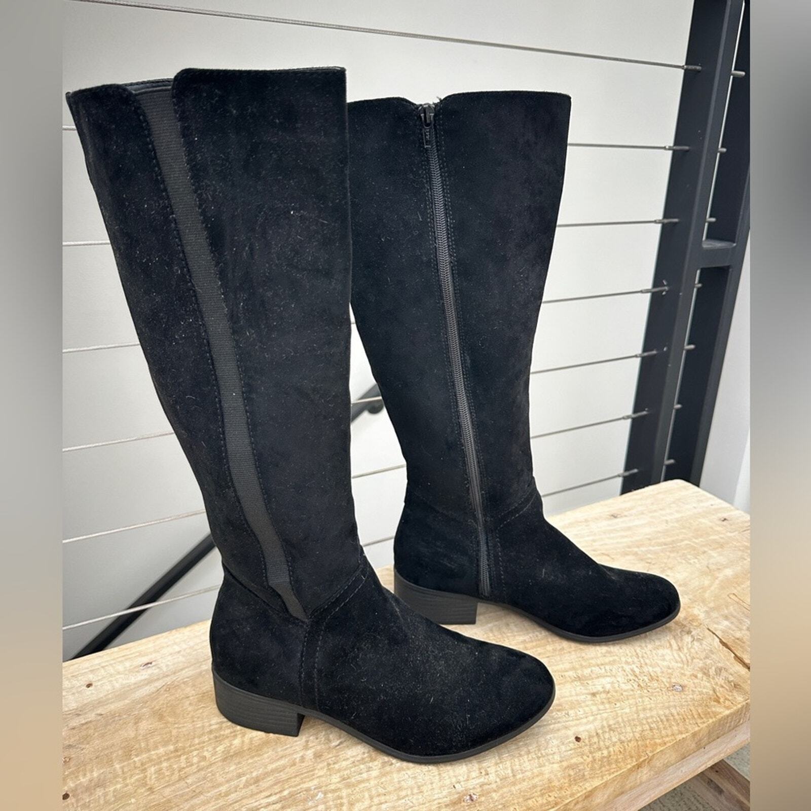 Target black suede textile upper knee high boots winter business casual party 9
