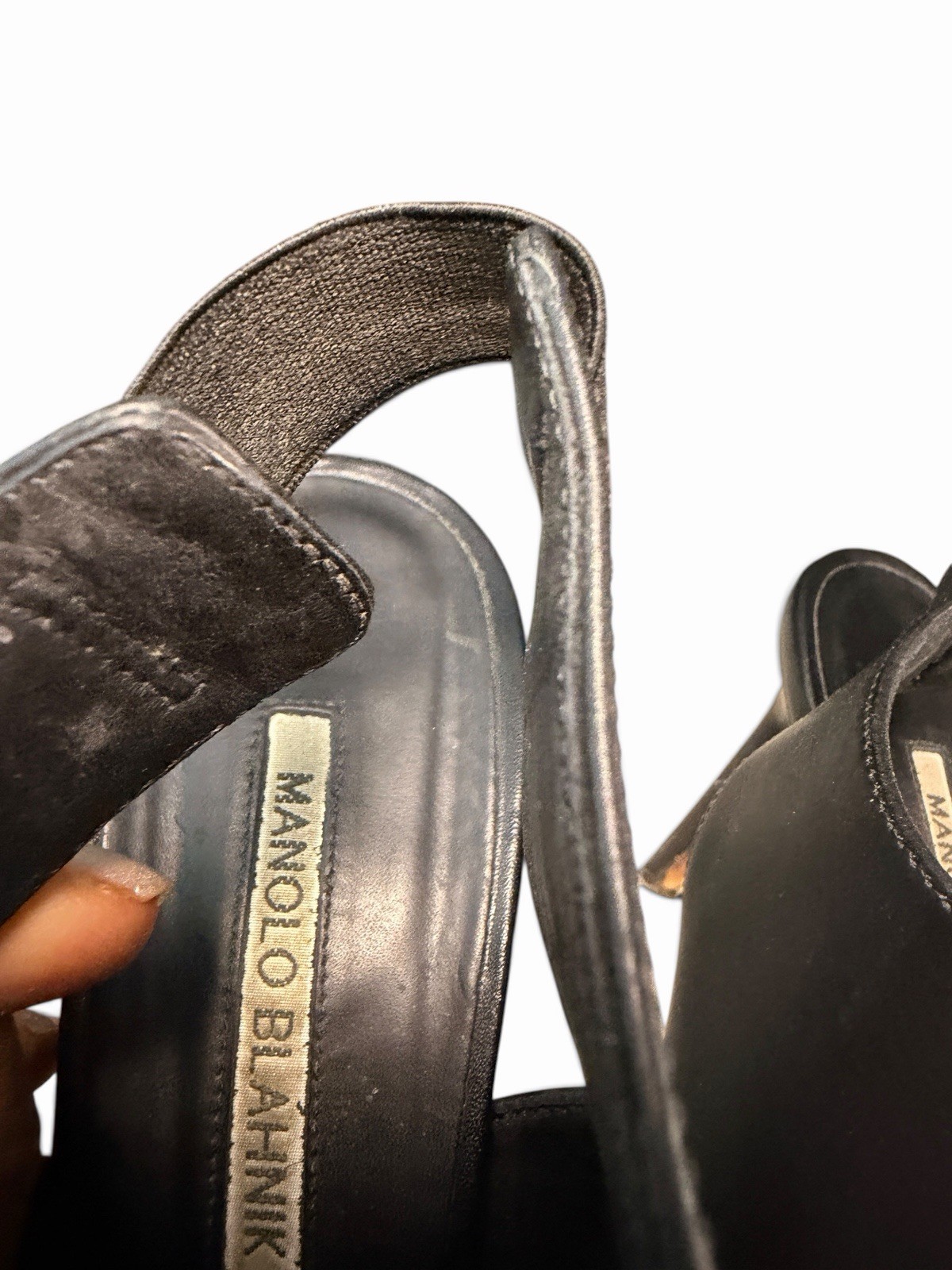 Manolo Blahnik Black Leather Ankle Cuff Stiletto Sandals EU 40.5 US 10/10.5