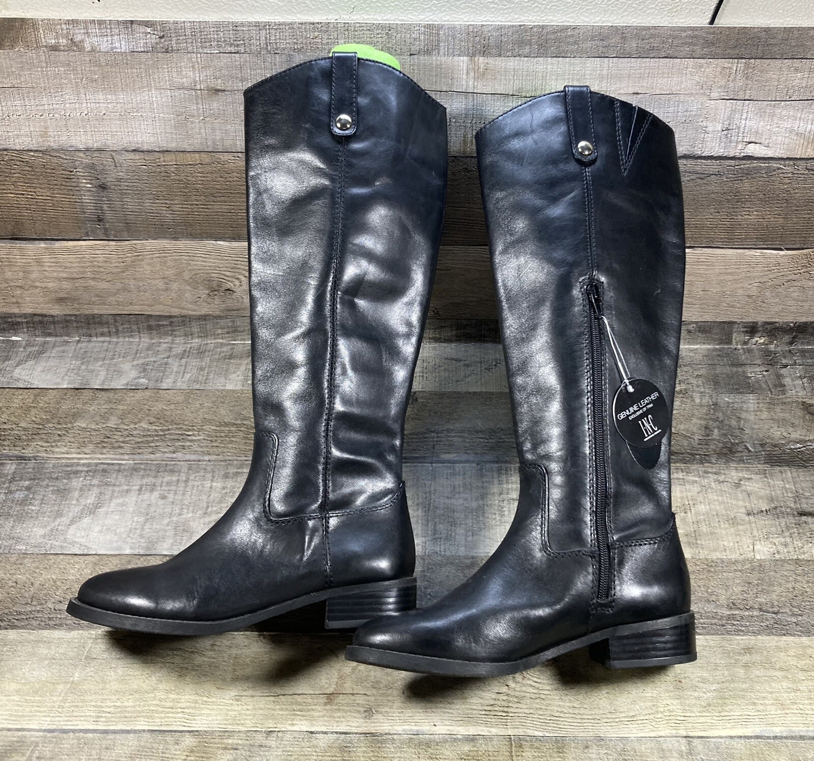 INC International Concepts Fawne Black Leather Knee High Boots Women’s US 6 M