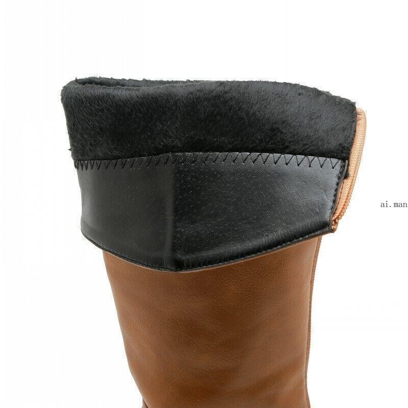 Women’s Men’s Mid Calf Knee High Riding Boots Tall Shoes Zipper Leather Oversize