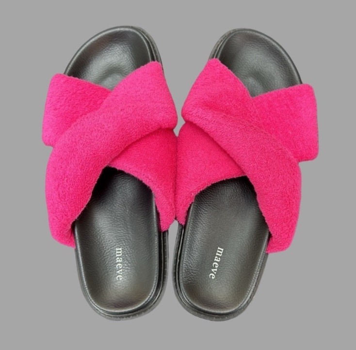 Size 8-New Anthropologie Maeve Terry Slide Sandals In Pink & Black