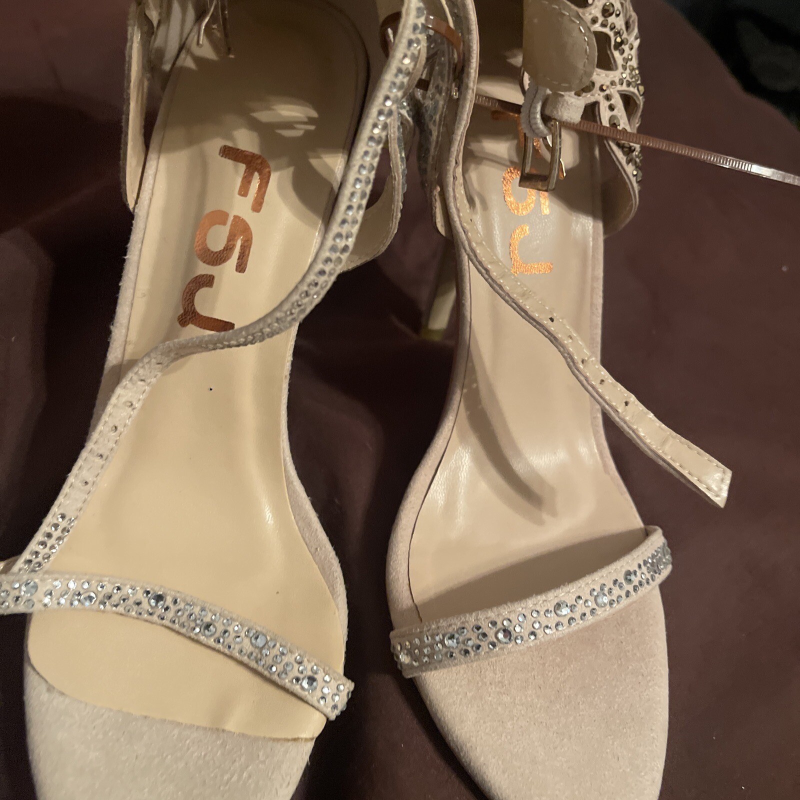 New Sexy FSJ Beige Sparkle High Heel Stiletto Pumps Size 7 Shoes