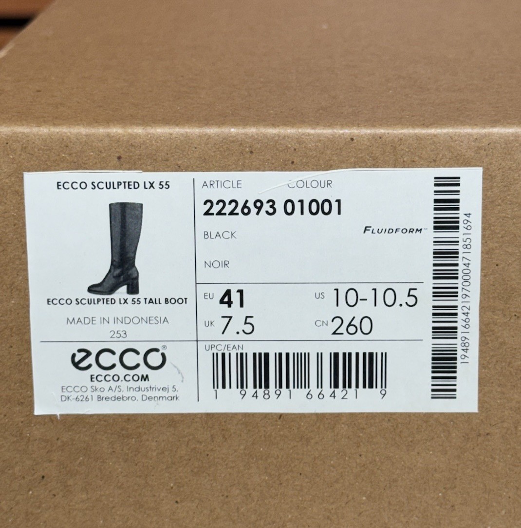 NIB ECCO Sculpted Luxury 55mm Tall Knee High Boot Women’s Size US10-10.5/EU41