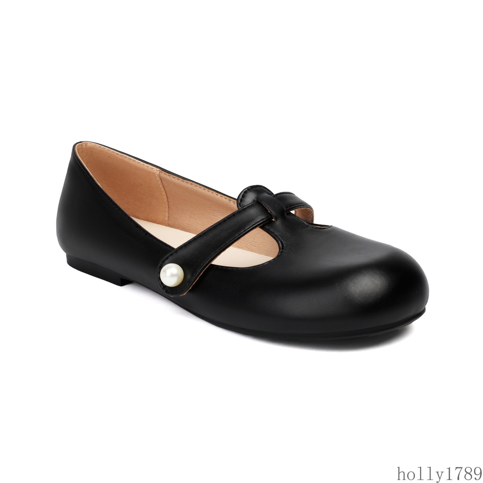 Womens Mary Jane Flat Shoes Round Toe Casual Slip on Loafers Shoes Plus Size