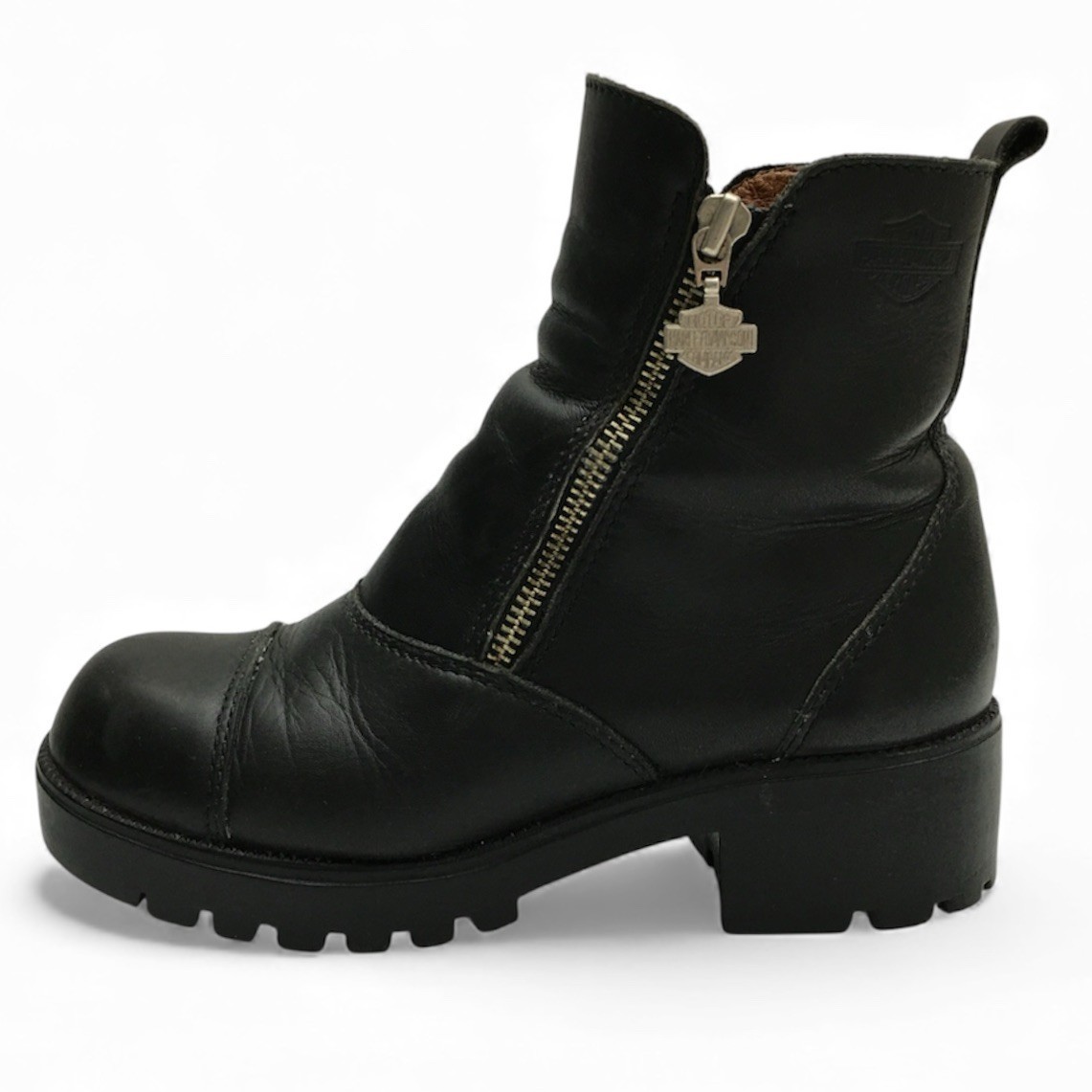 Harley Davidson Women’s Amherst Short Boot Black Leather Zippers size 7