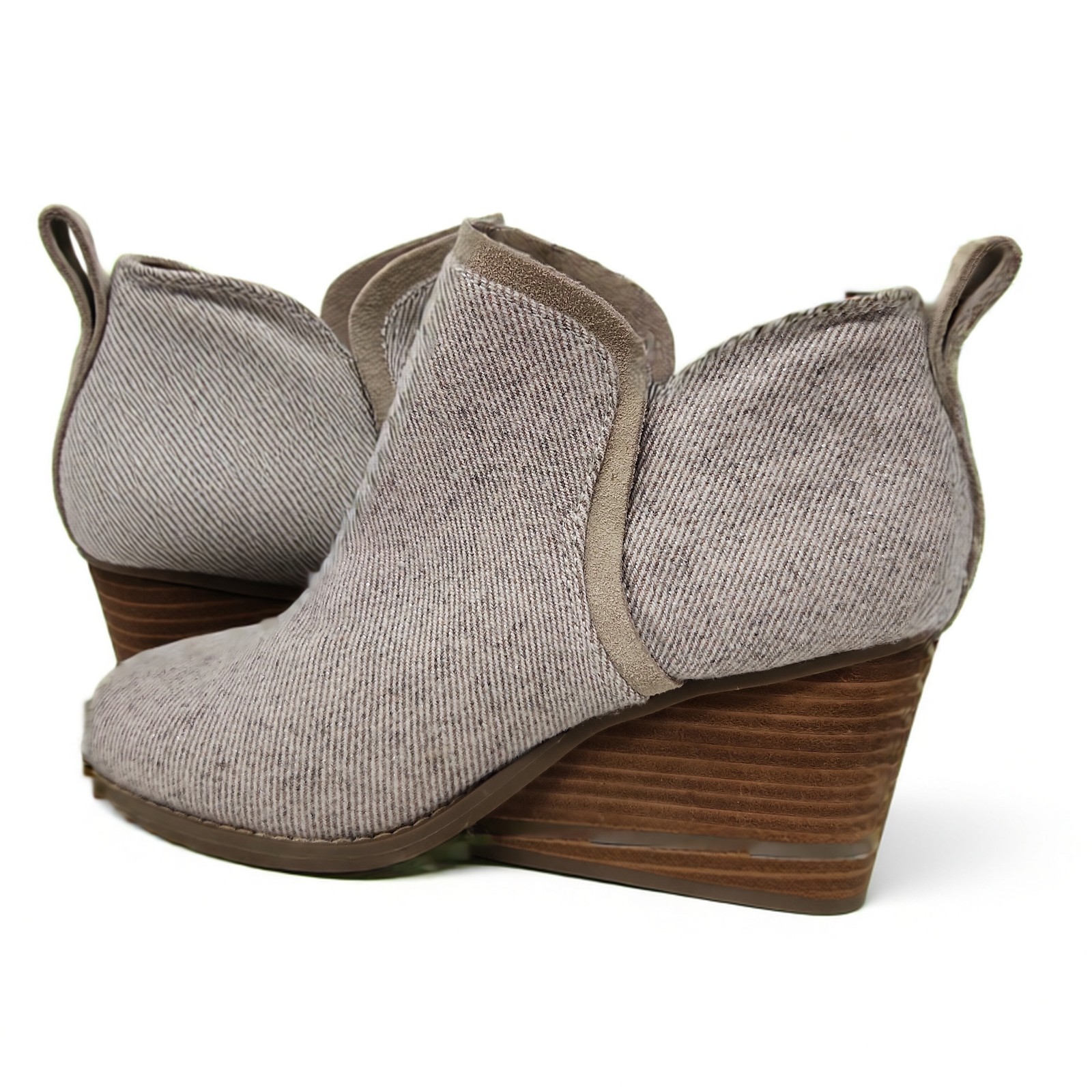 TOMS Women’s Kaia Wedge Bootie Ankle Boot Size 6 Suede Twill Pull On Slip On
