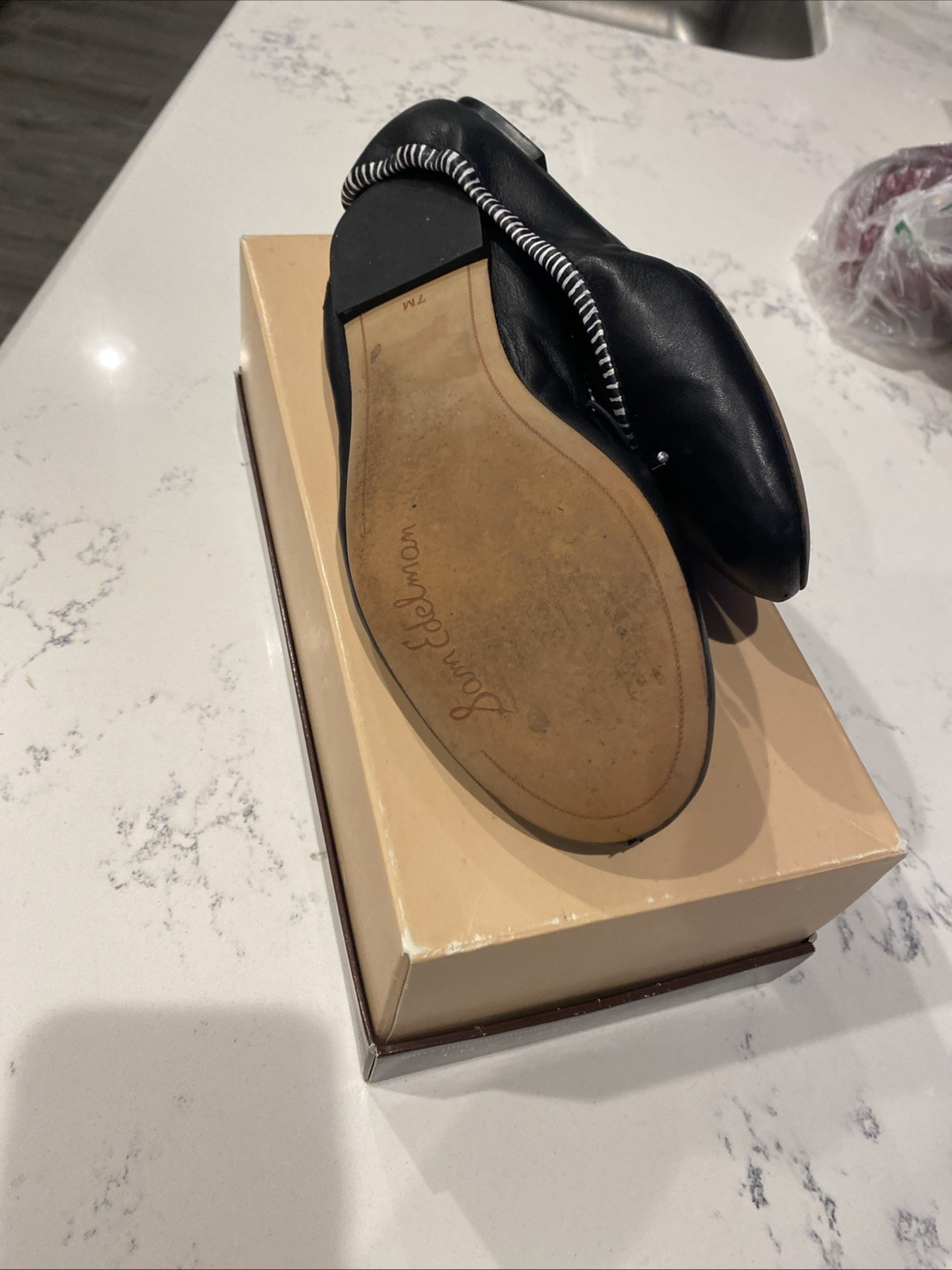 Sam Edelman Felicia Flats Black W/ White Trim Size 7M EUC