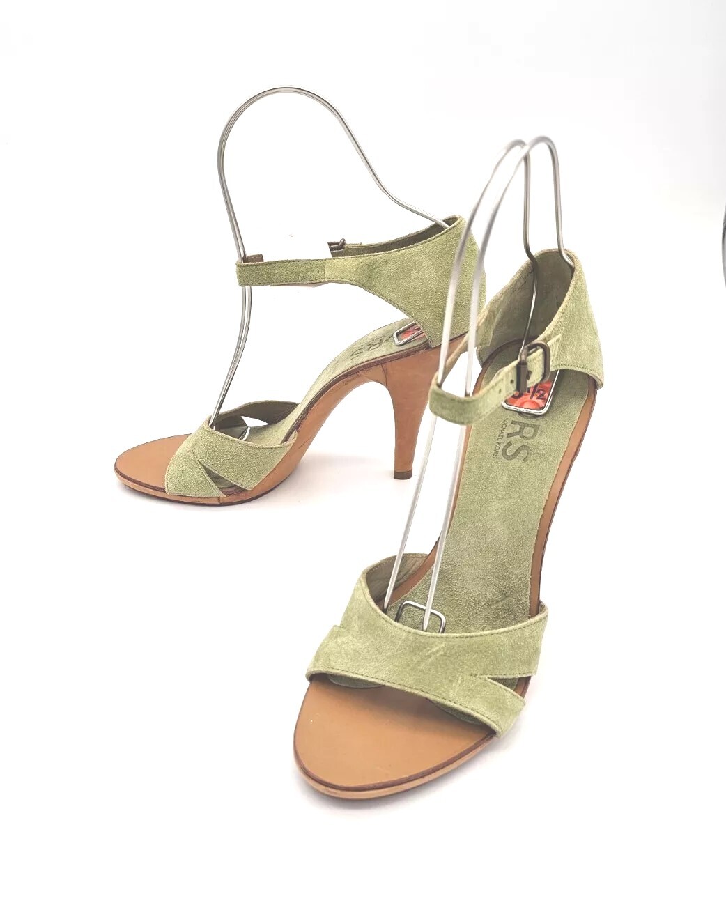 MICHAEL KORS Women’s ALL LEATHER Pear Green Suede Sandal Heels 9.5 Fits 9 NWT 🍐