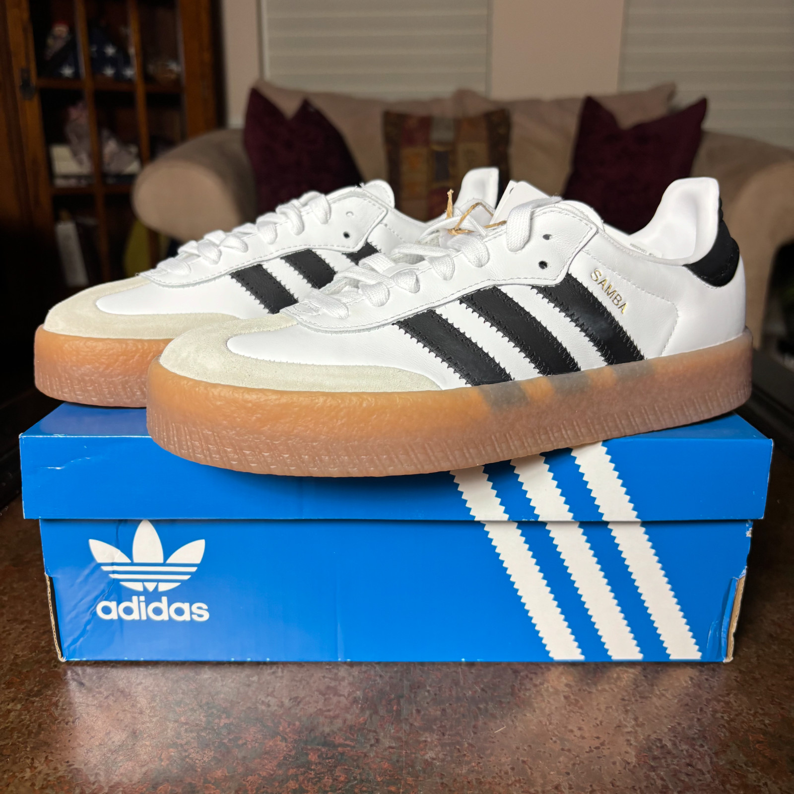 Adidas Sambae White Black Gum Casual Lifestyle Shoes Sneakers Women’s Sizes NEW