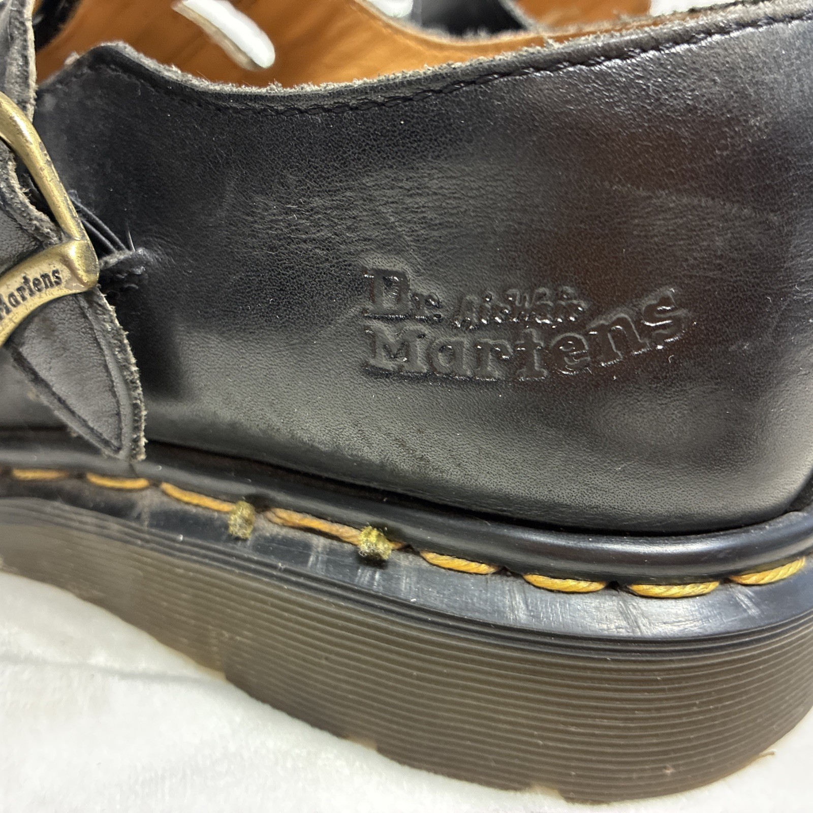 Dr. Martens Mary Jane Shoes Black Leather Women’s 5 US Double Buckle 12916 8065