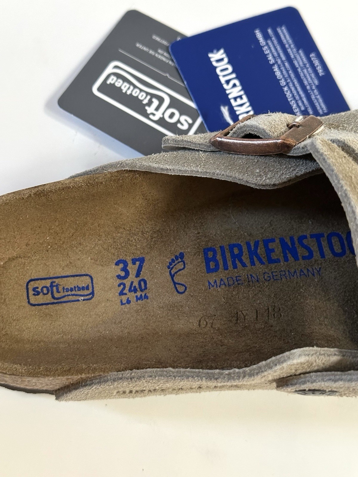 Birkenstock Boston Soft Footbed Suede Leather Taupe Size 37