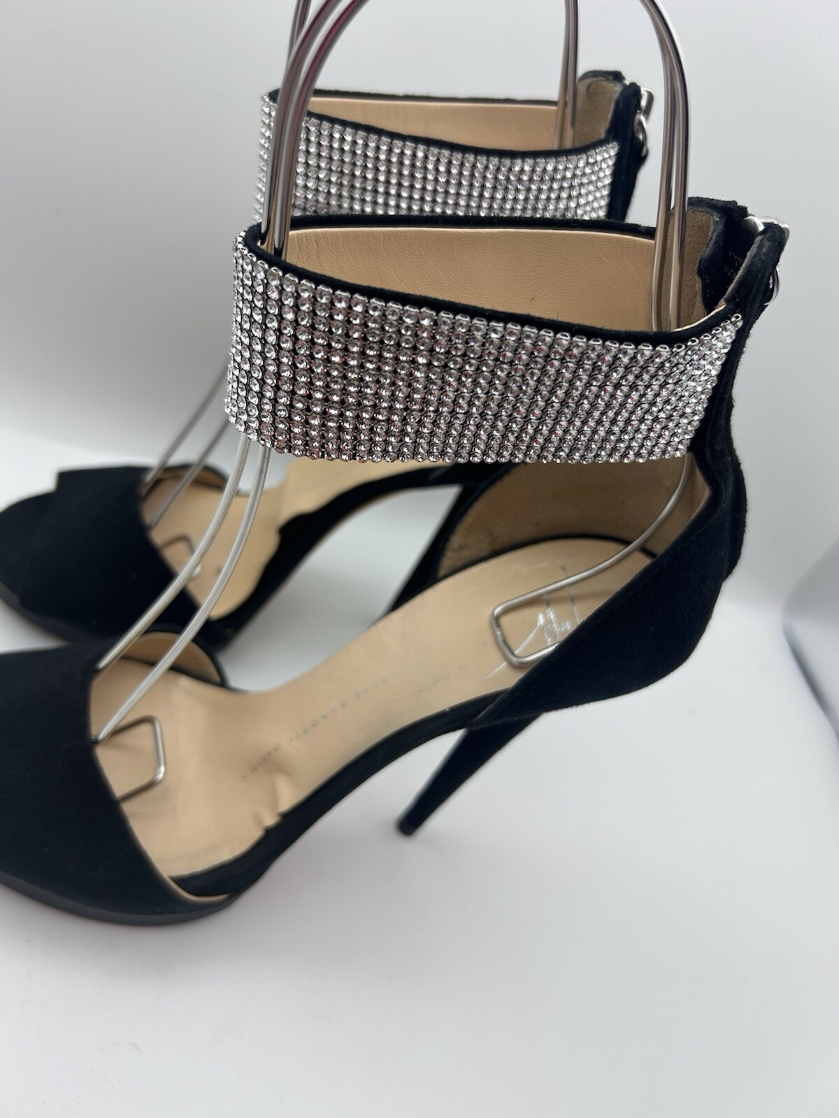 Giuseppe Zanotti Crystal-Cuff High Heel Stiletto Sandals in Black Suede Sz 36.5