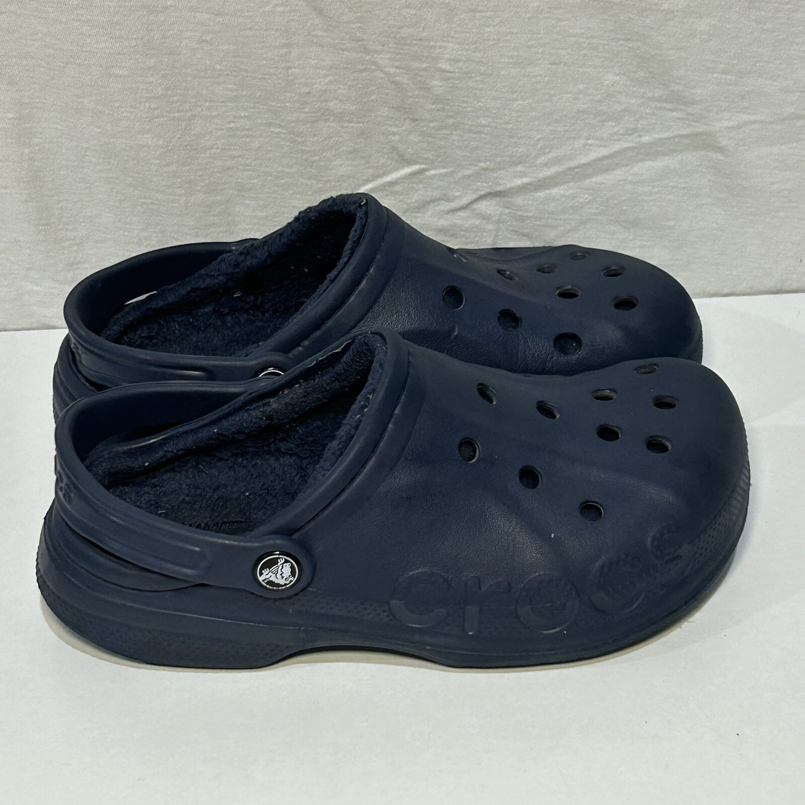 Crocs Classic Navy Baya Lined Clogs, Size: Men 5 Women 7