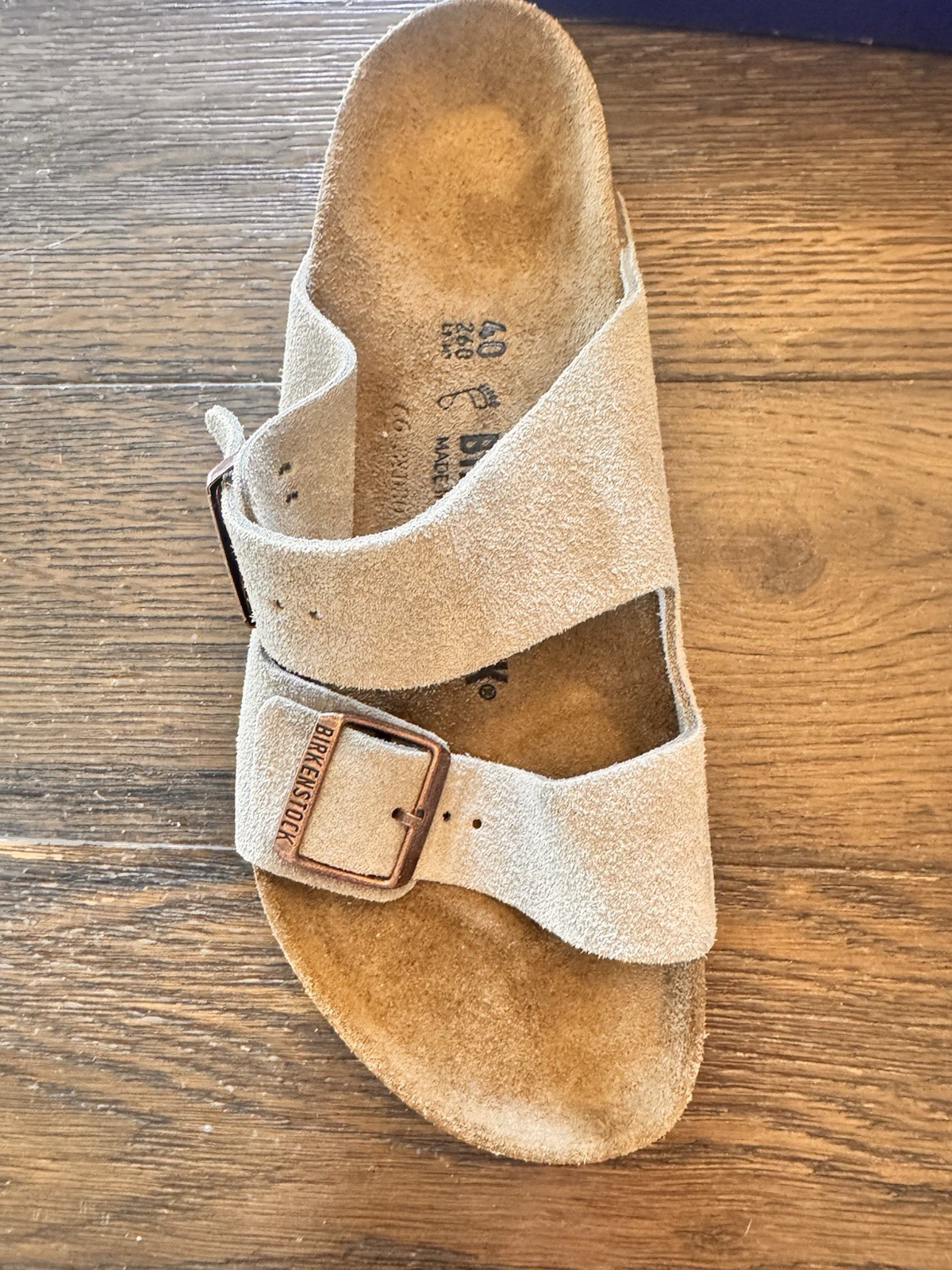 Birkenstock Arizona BS Beige Suede Slide Sandals EU 40 US 9 Regular Buckle