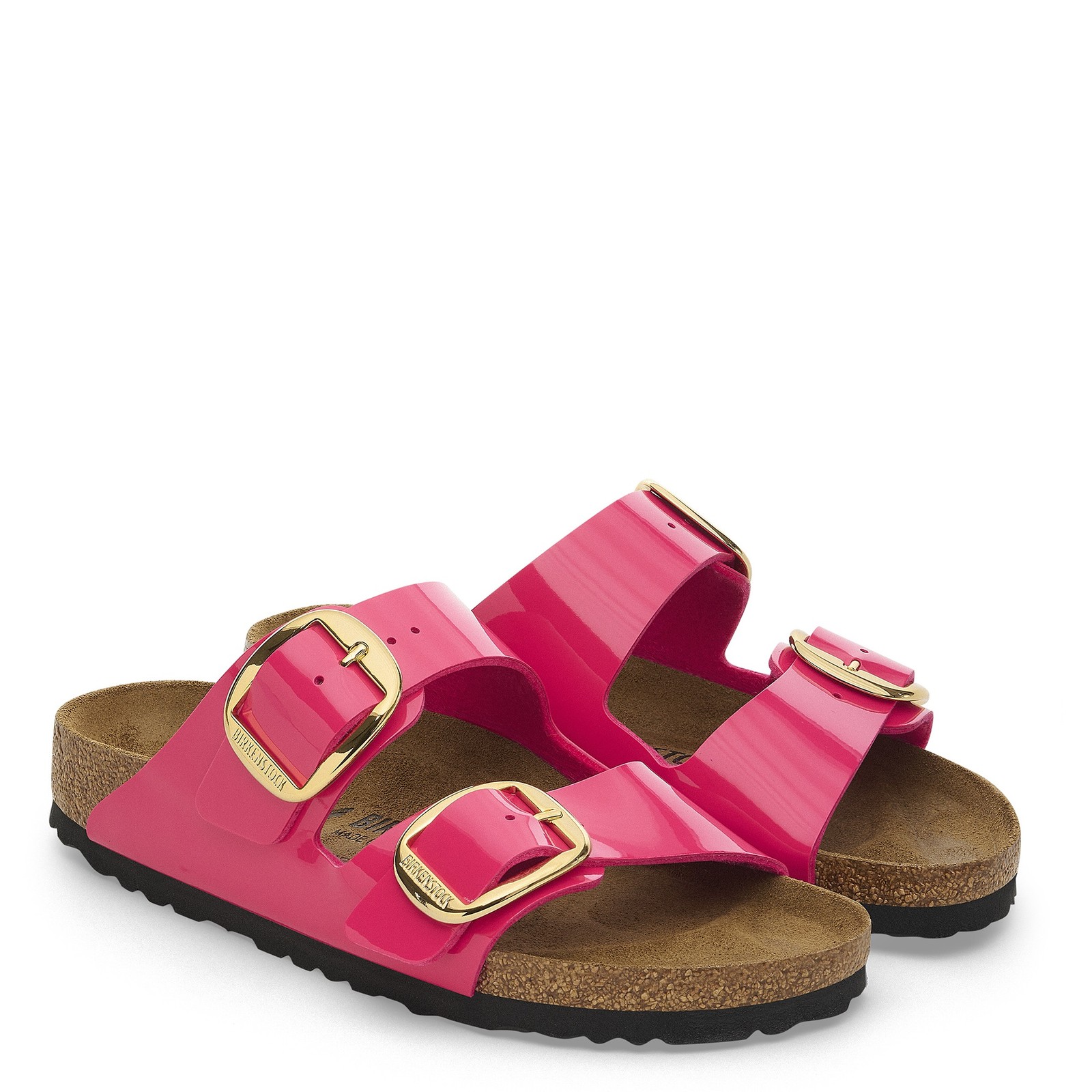 BIRKENSTOCK ARIZONA BIG BUCKLE FUCHSIA FUSION PATENT GLOSSY MEDIUM/NARROW WIDTH