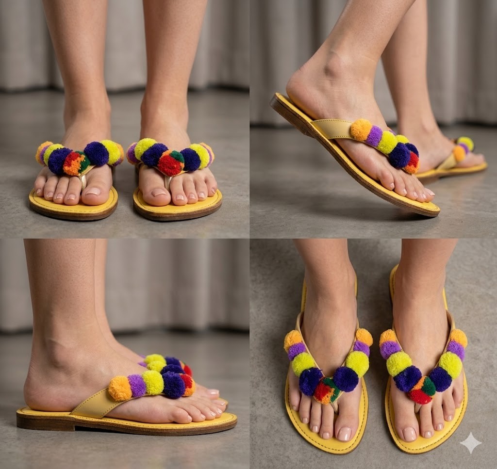 Women Slippers Leather Handmade Indian Slippers Embroidered US 6-8