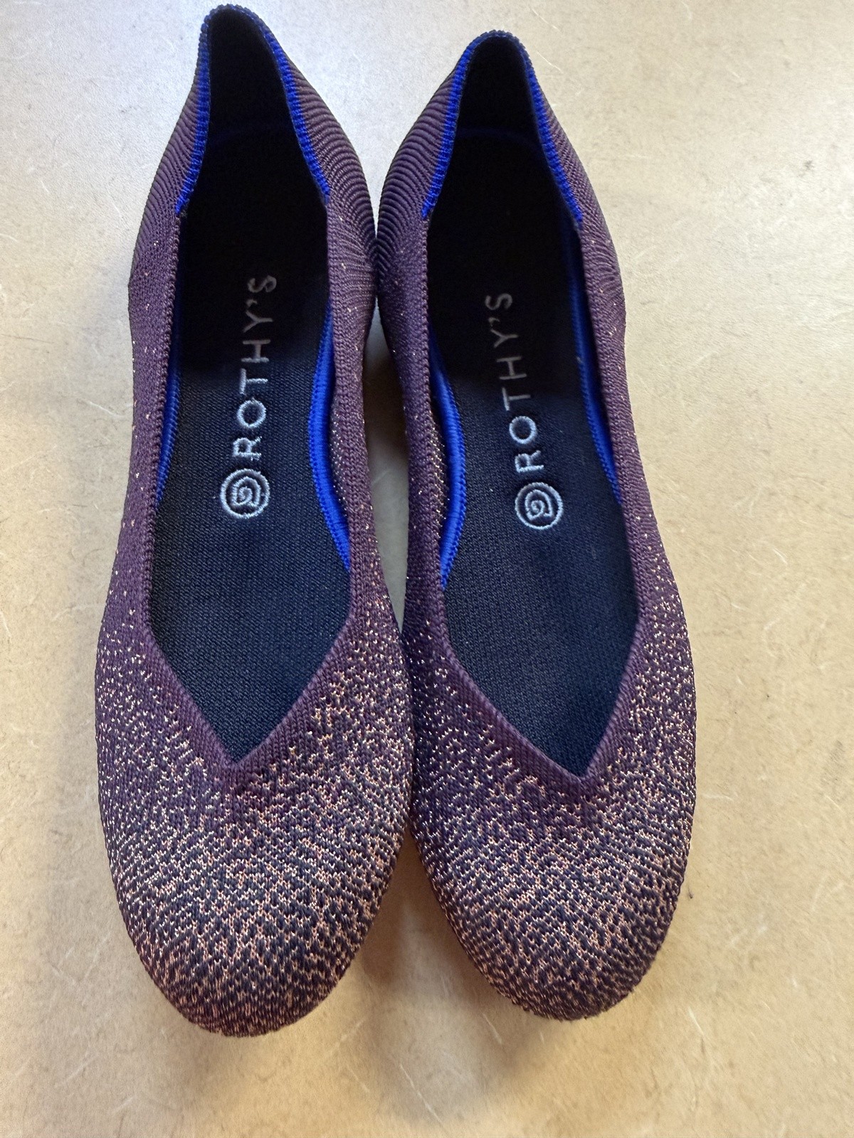 Rothy’s Size 9 Sparkle Knit Ballet Flats with Blue Trim