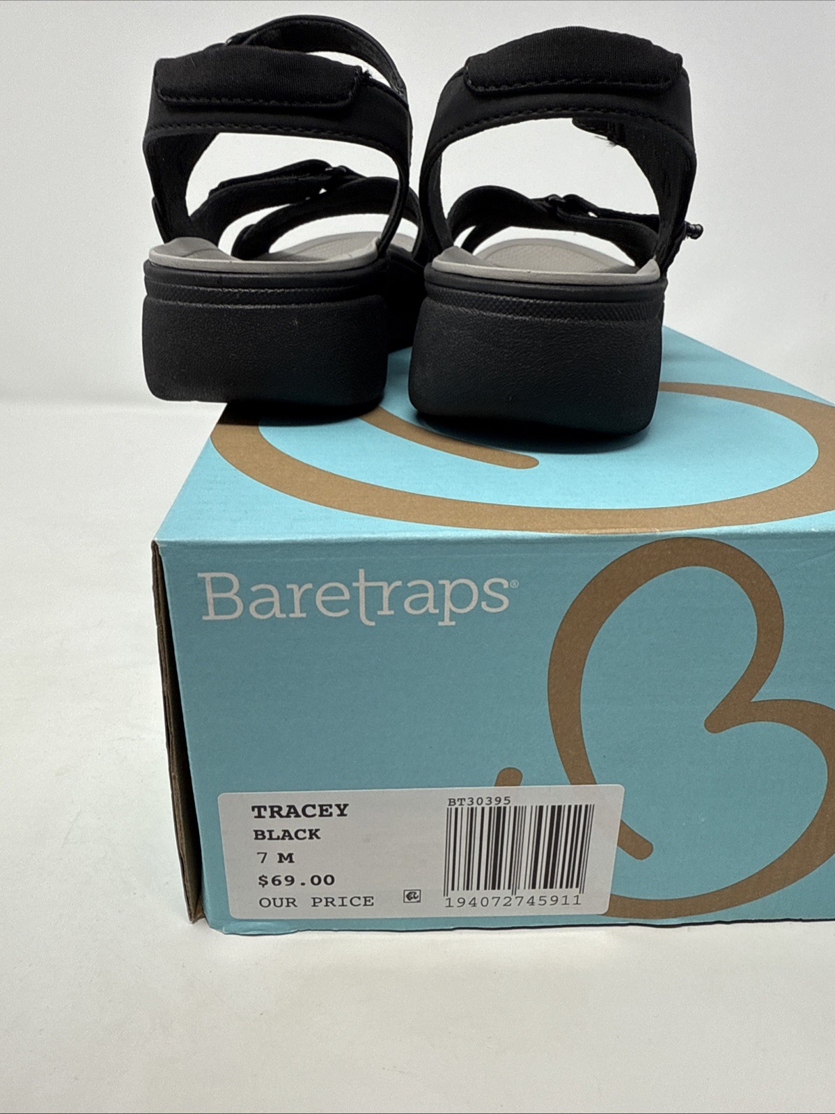 Baretraps Sandals Rebound Tracey Black Women’s 7 M Comfort Rebound