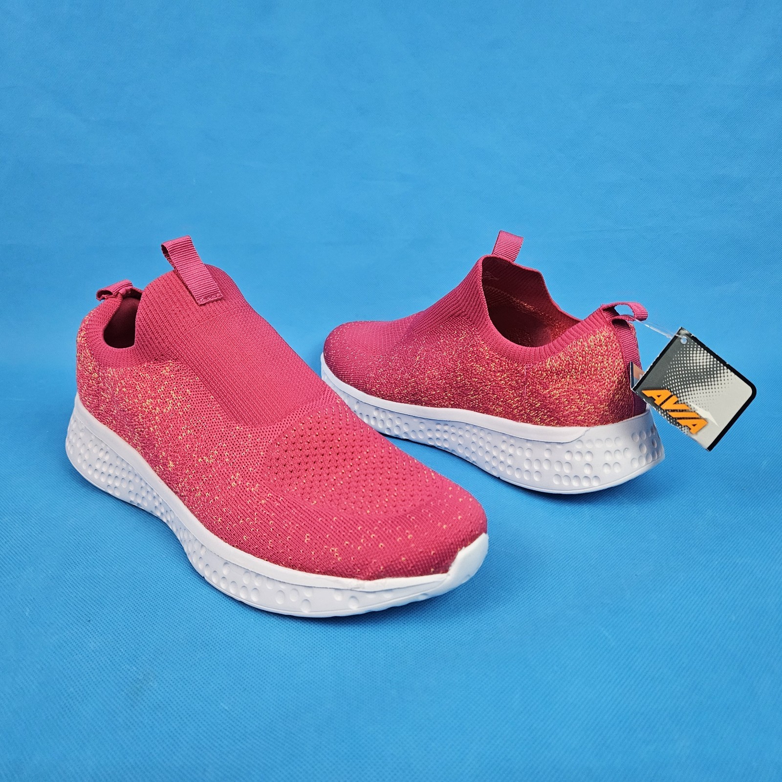 Avia Women’s Pink Slip-On Memory Foam Sneaker Lightweight Knit Pick size
