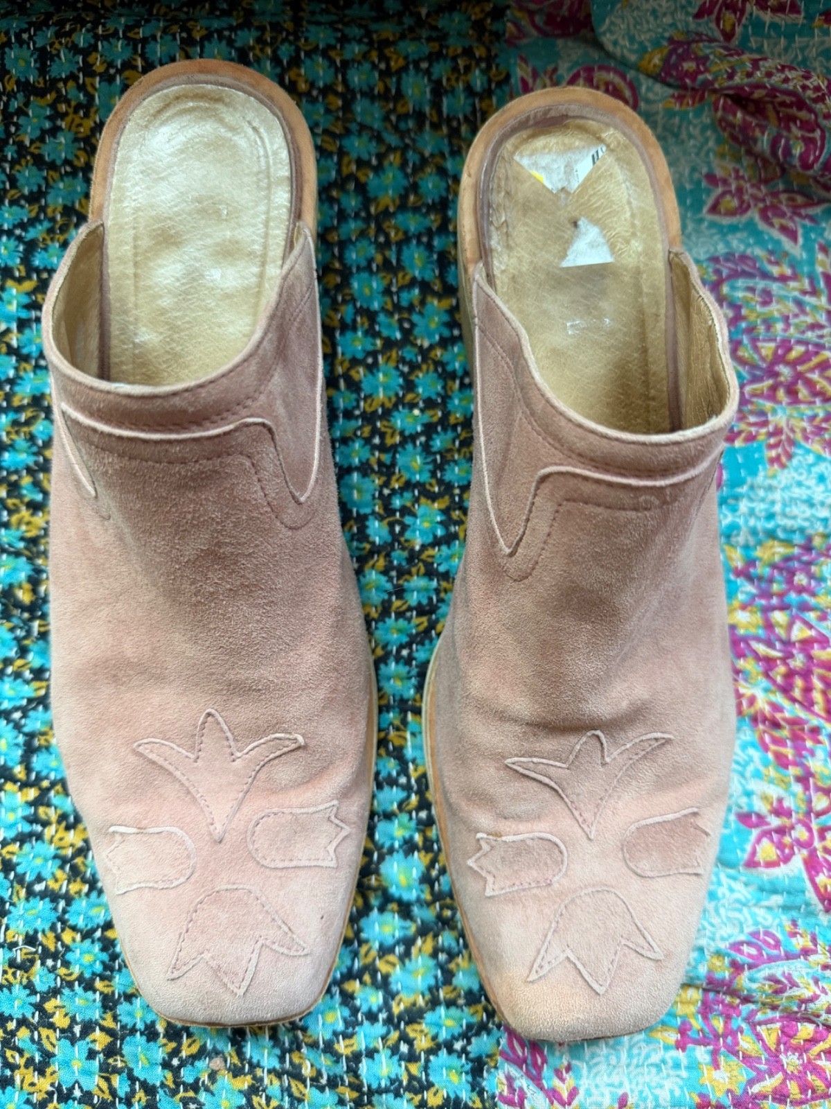 Anthropologie Silent D Women 41 Dusty Pink Lindsays Suede Mules Boho Heels
